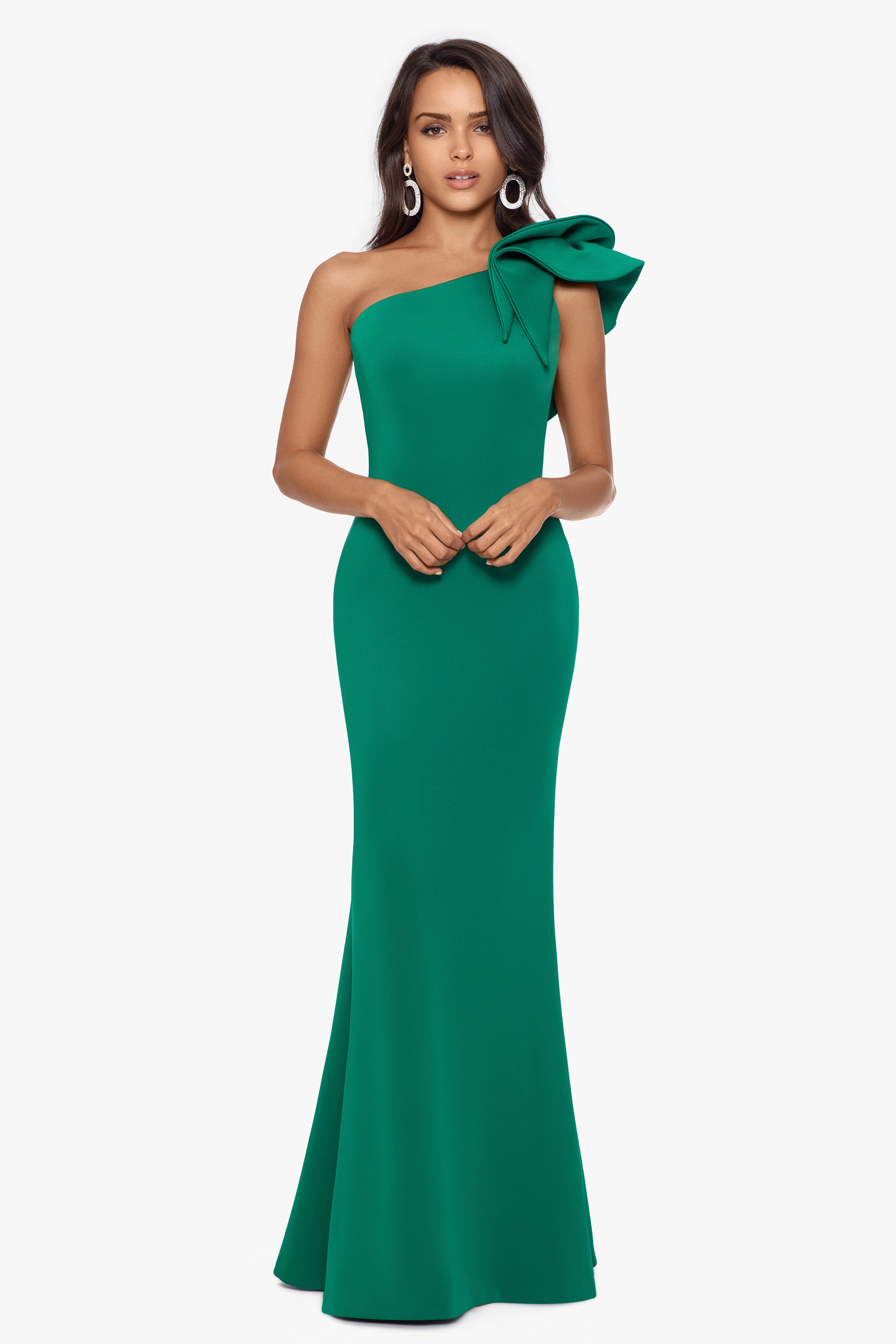 Betsy & Adam One Shoulder Green Dress - newest 4