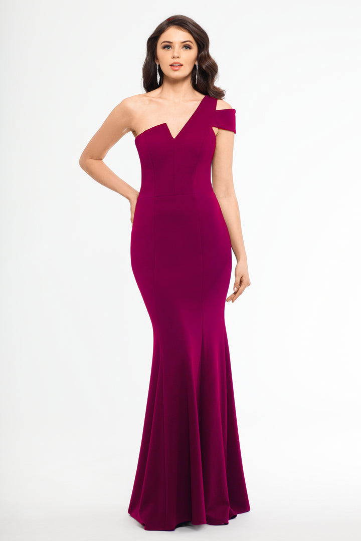 "Paulina" Cutout One Shoulder Floor Length Gown