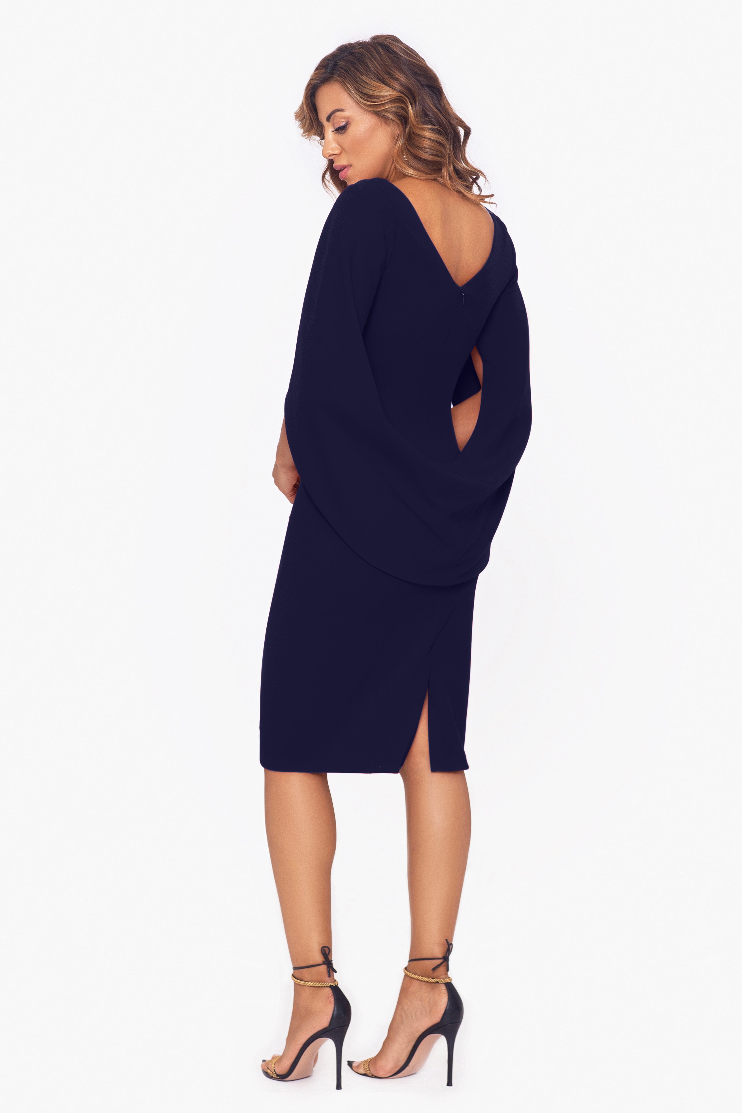 "Jordan" Short Scuba Crepe Draped Back Dress