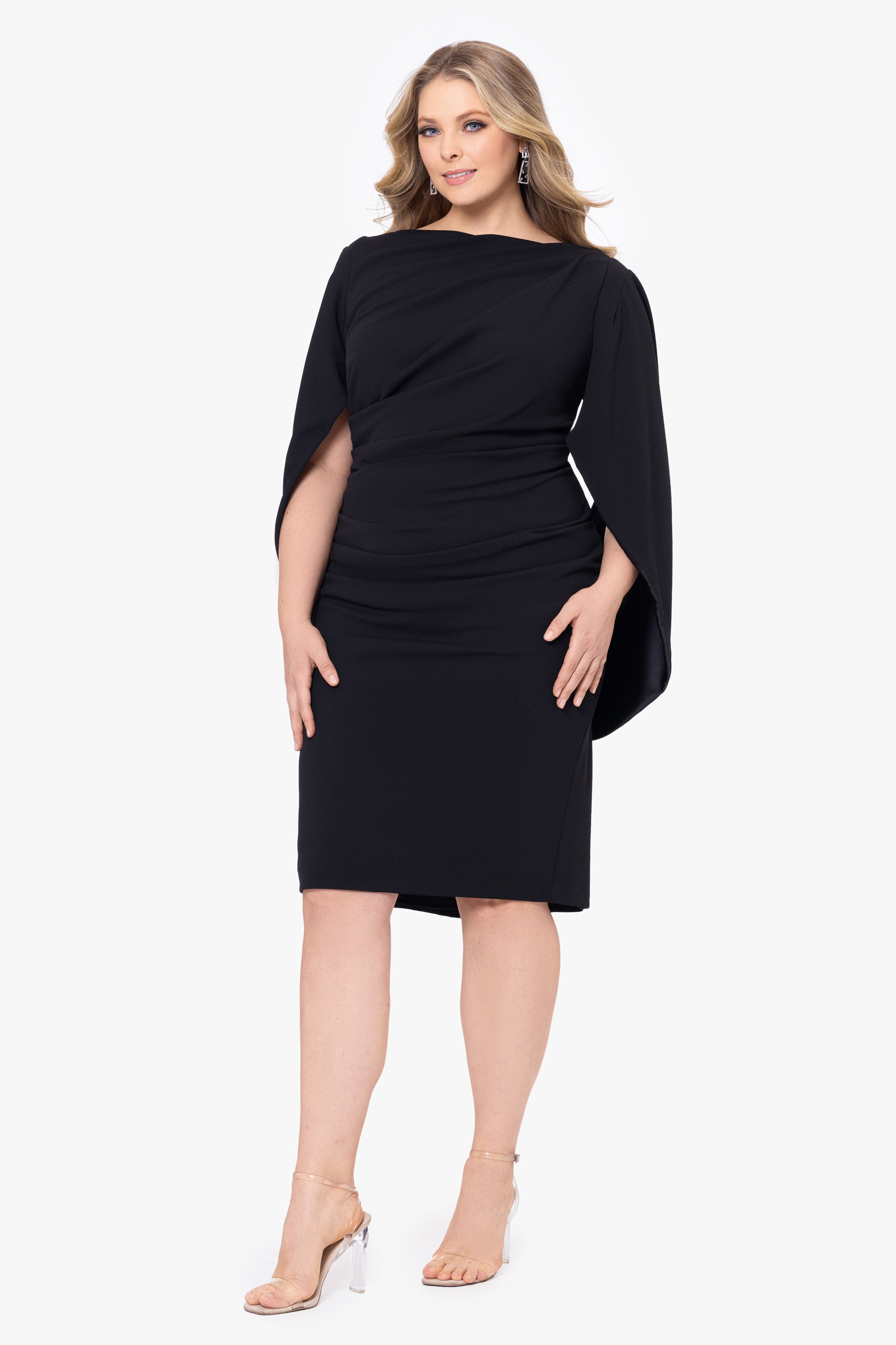 Plus "Jordan" Short Scuba Crepe Drape Back Dress