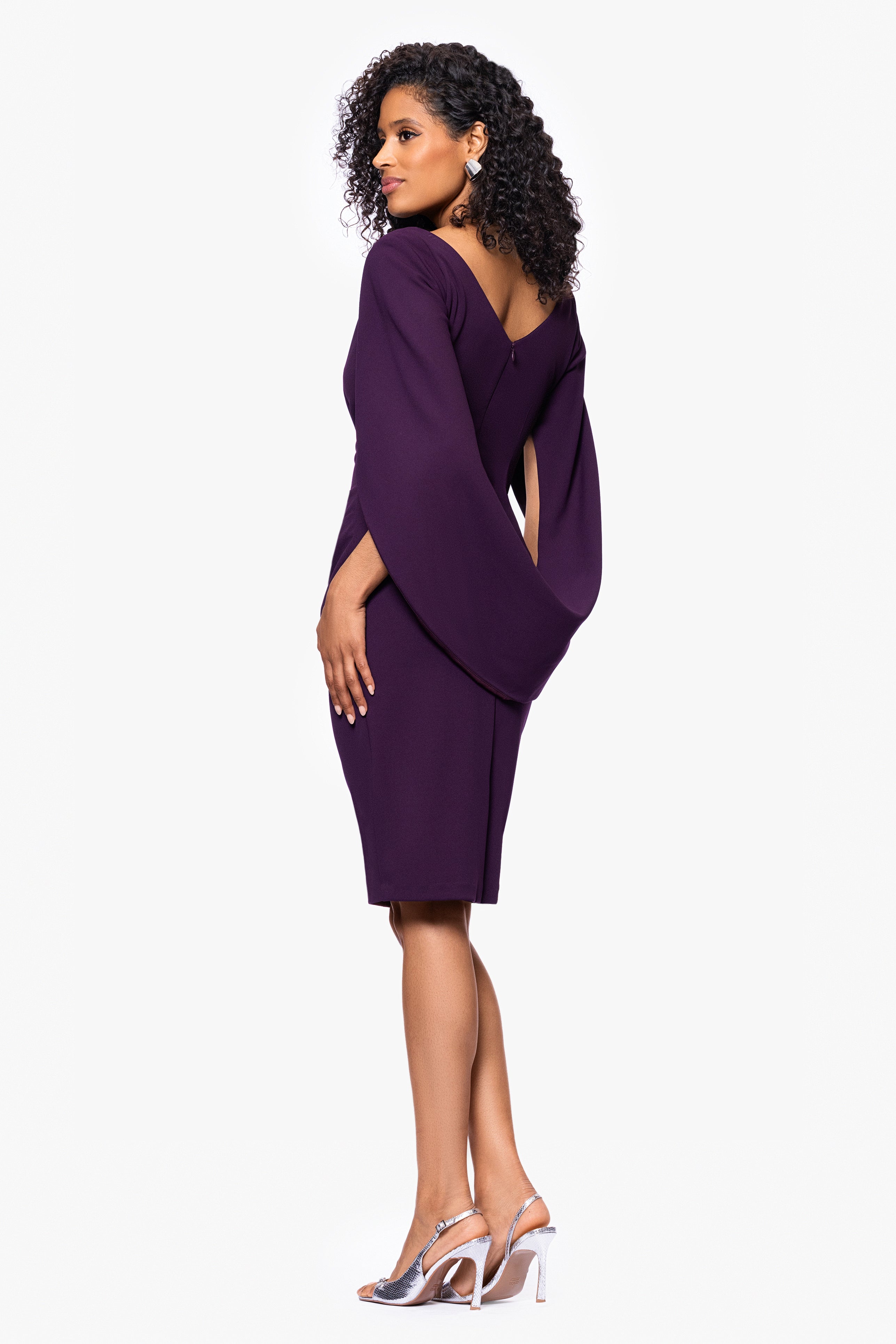 "Jordan" Short Scuba Crepe Draped Back Dress