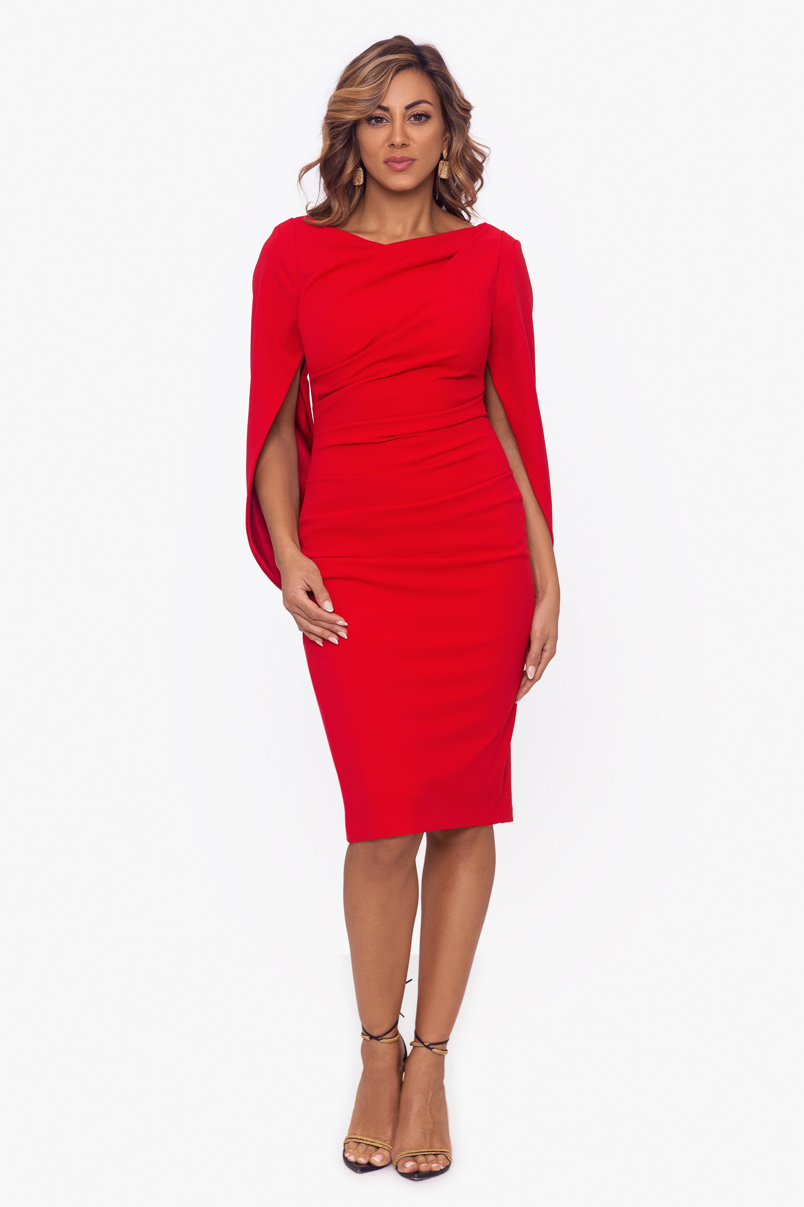 Betsy and adam outlet caped sheath dress