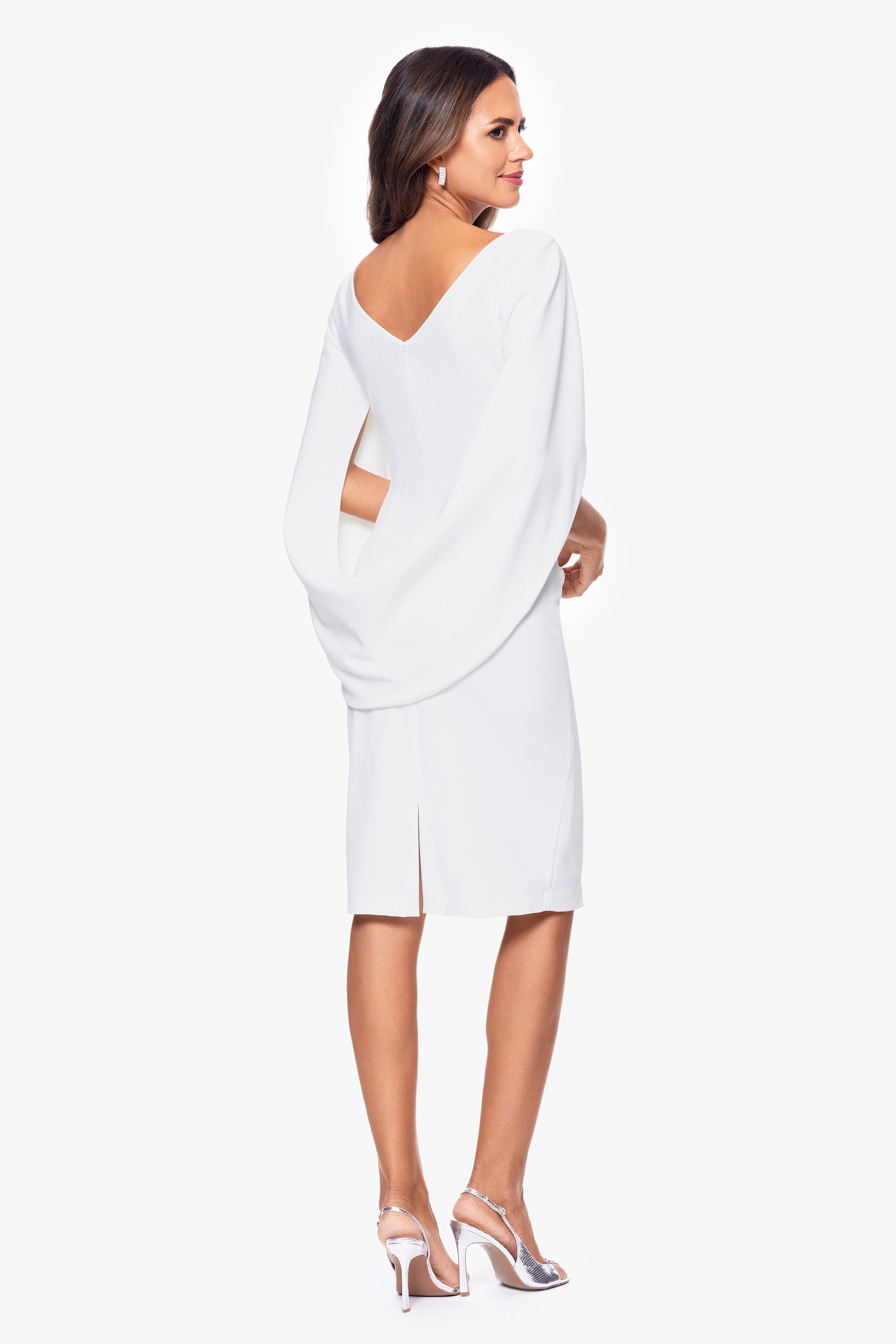 "Jordan" Short Scuba Crepe Draped Back Dress