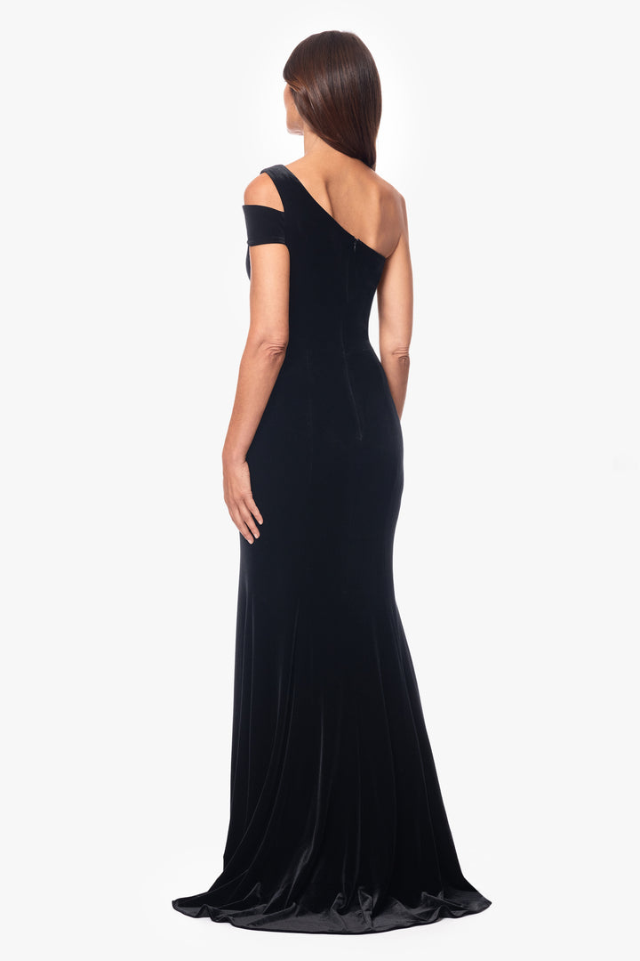 "Ella" Long Velvet One Shoulder Dress