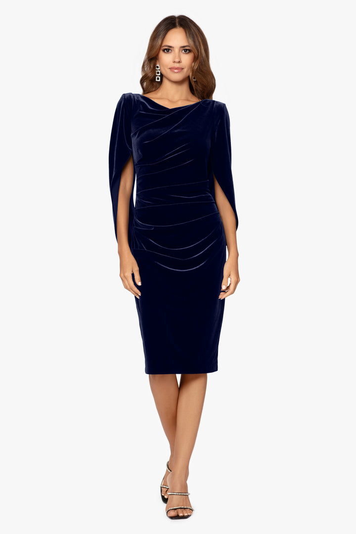 "Leona" Short Velvet Drape Back Dress