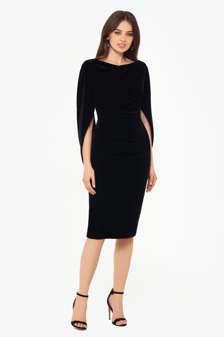 "Leona" Short Velvet Drape Back Dress