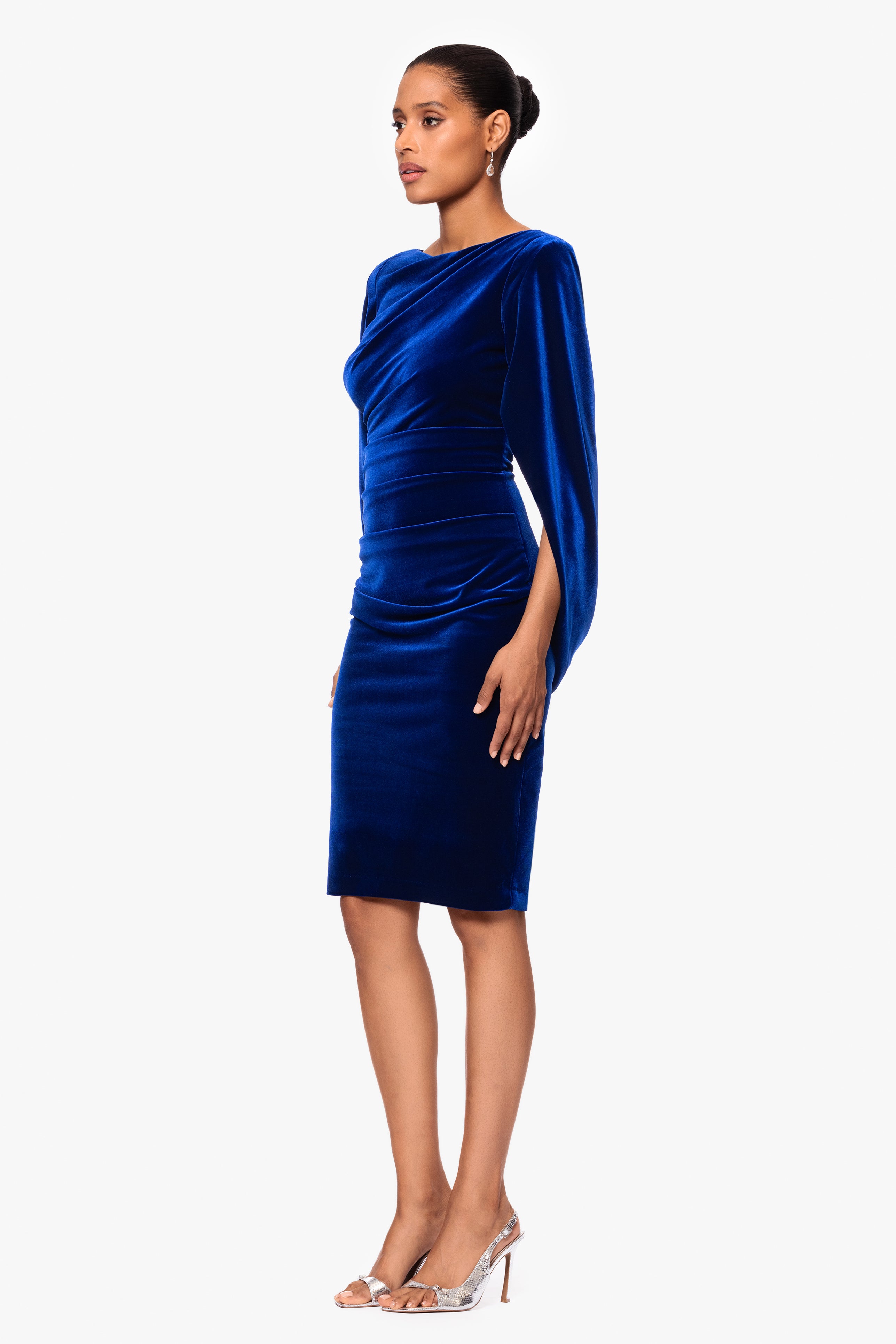 "Leona" Short Velvet Drape Back Dress