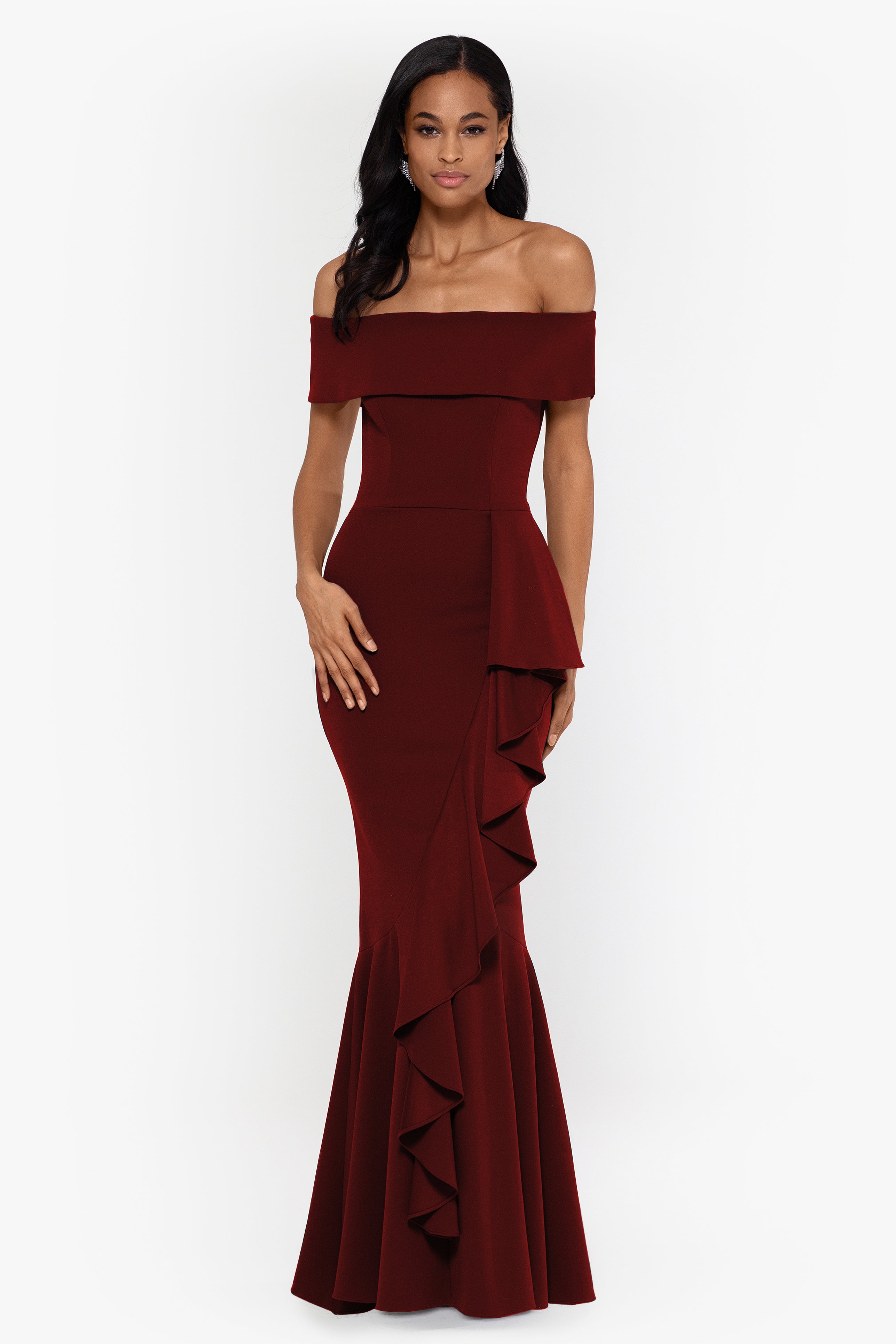 Petite Carina Long Off the Shoulder Ruffle Dress