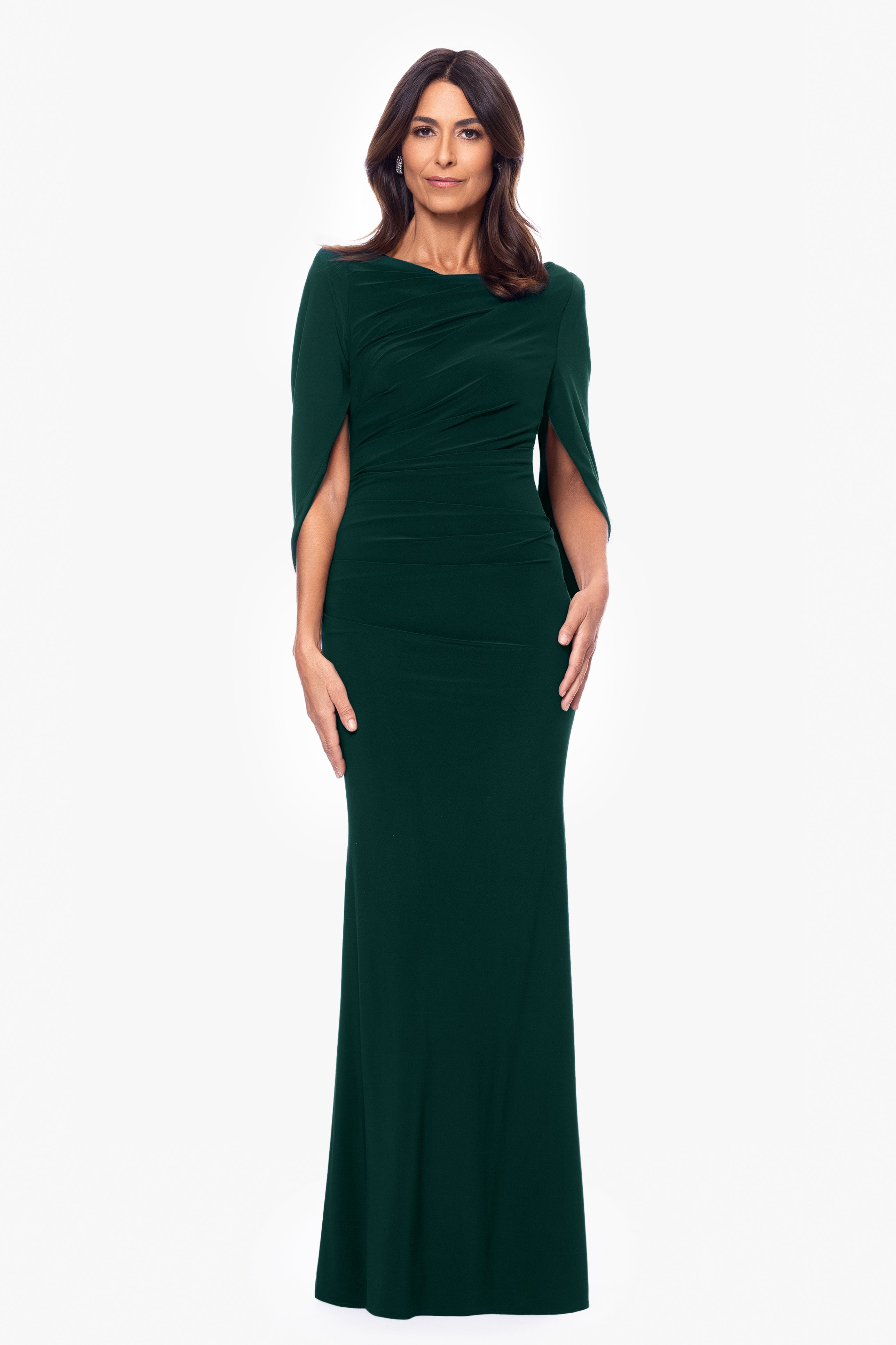 Betsy Adam Drape Back Gown Forest Green Size 6