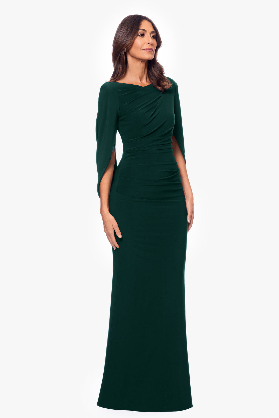 "Miriam" Long Jersey Draped Back Gown