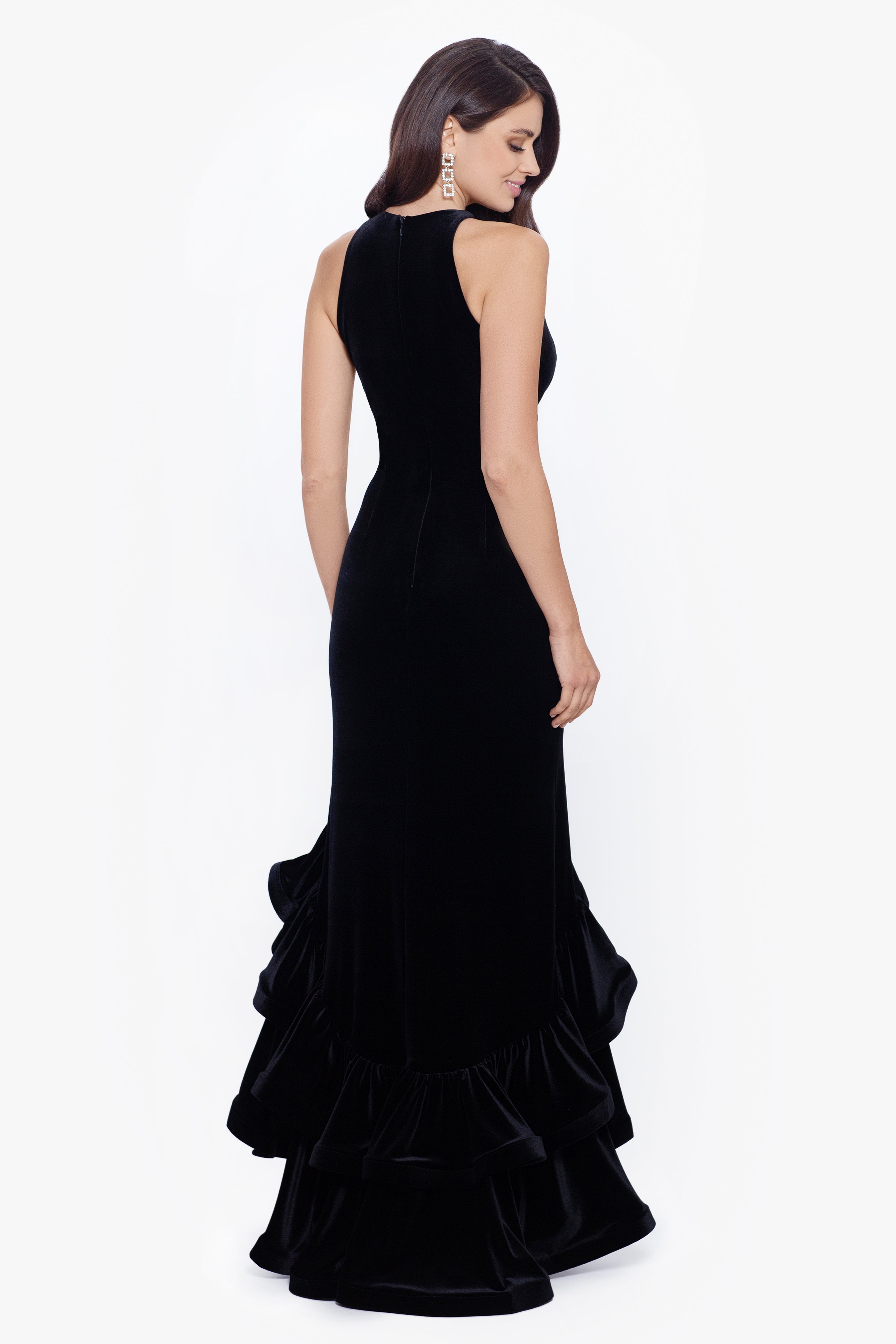 "Brandi" Ruffle Tier Velvet Dress