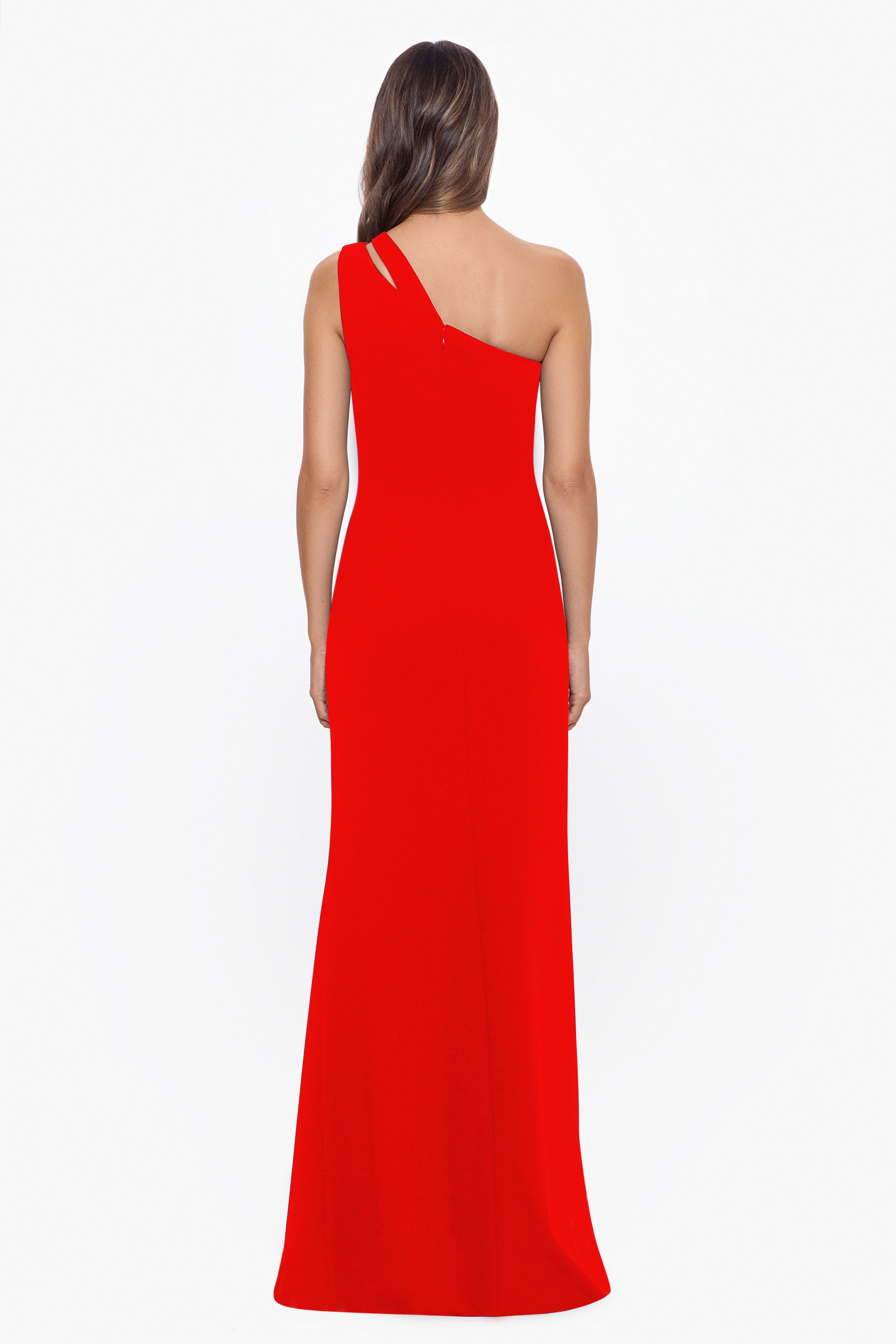 "True" Long One Shoulder Side Ruche Dress