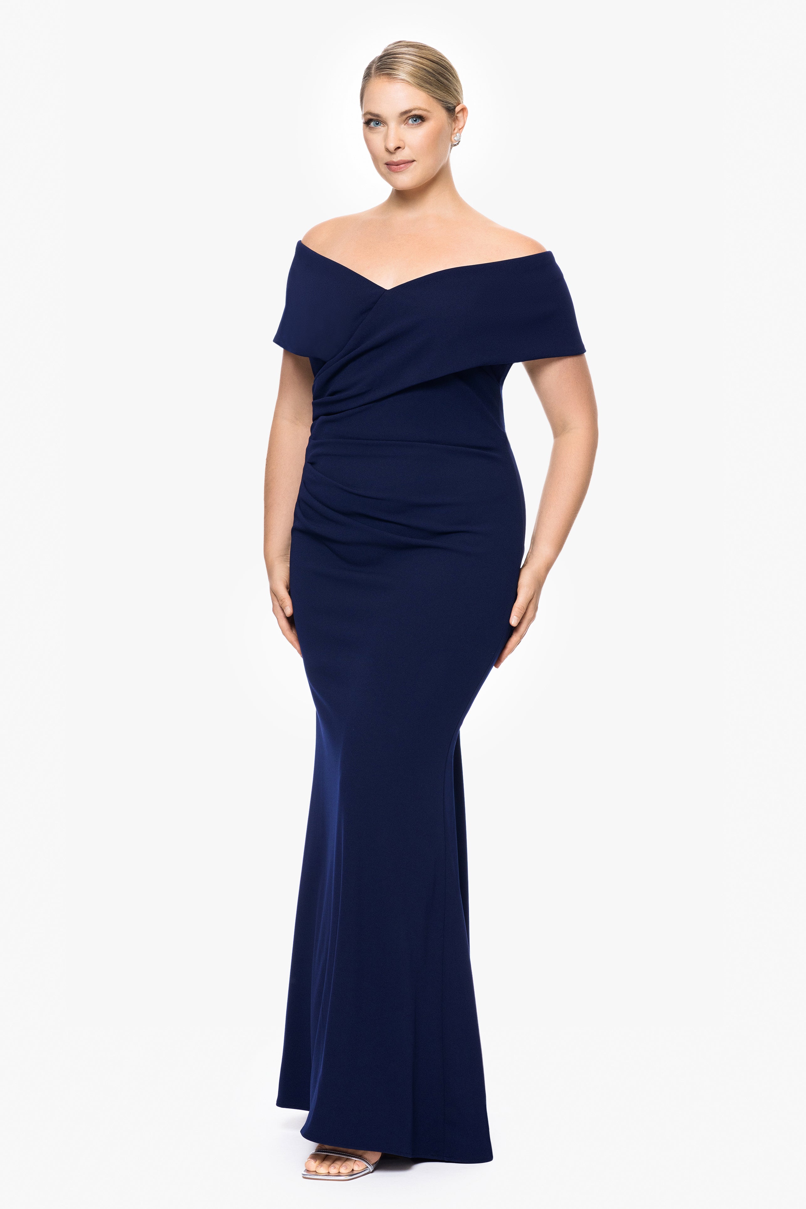 Plus "Tanya" Long Off the Shoulder Gown