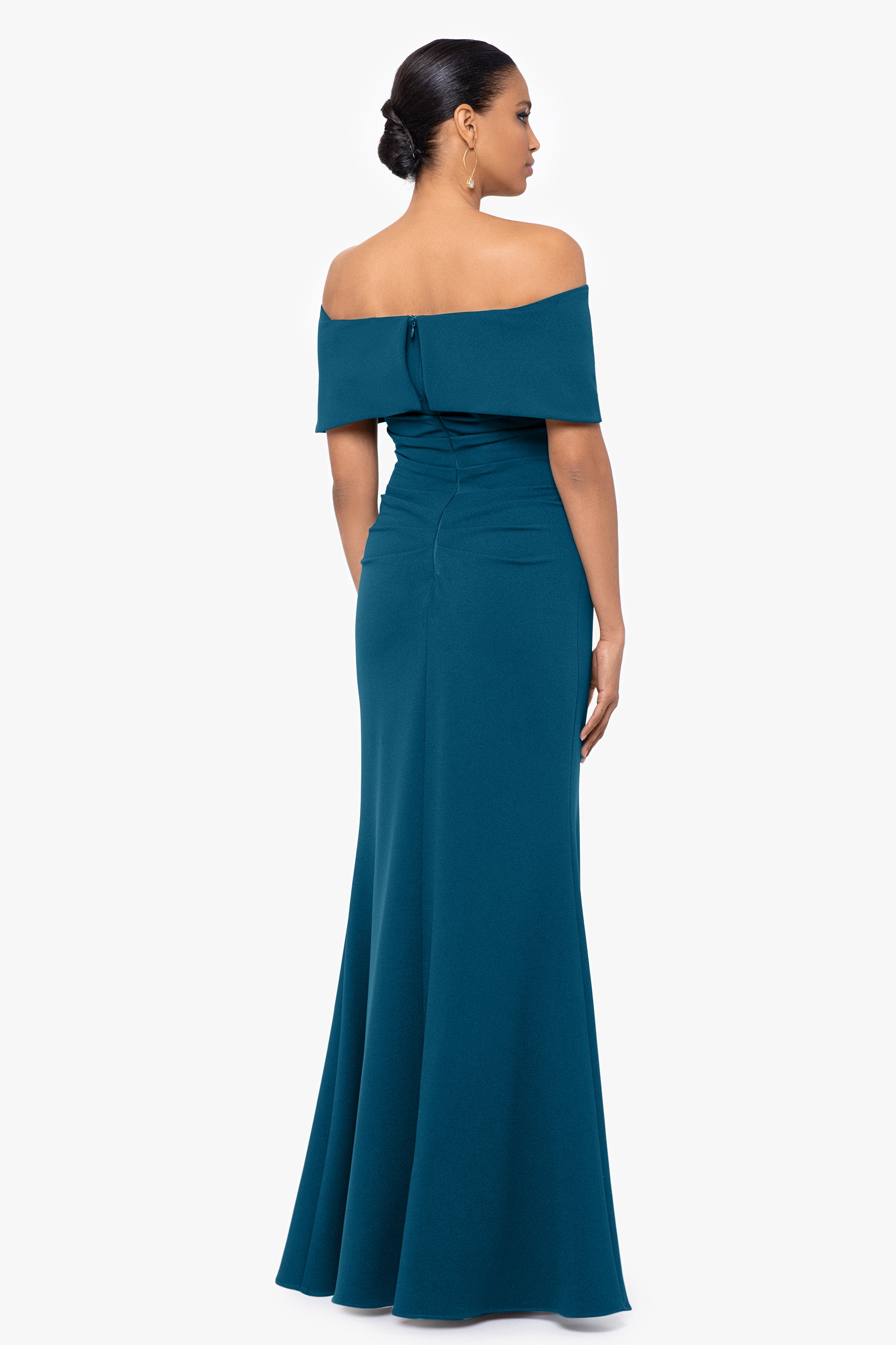 Tanya Long Off The Shoulder Scuba Crepe Dress