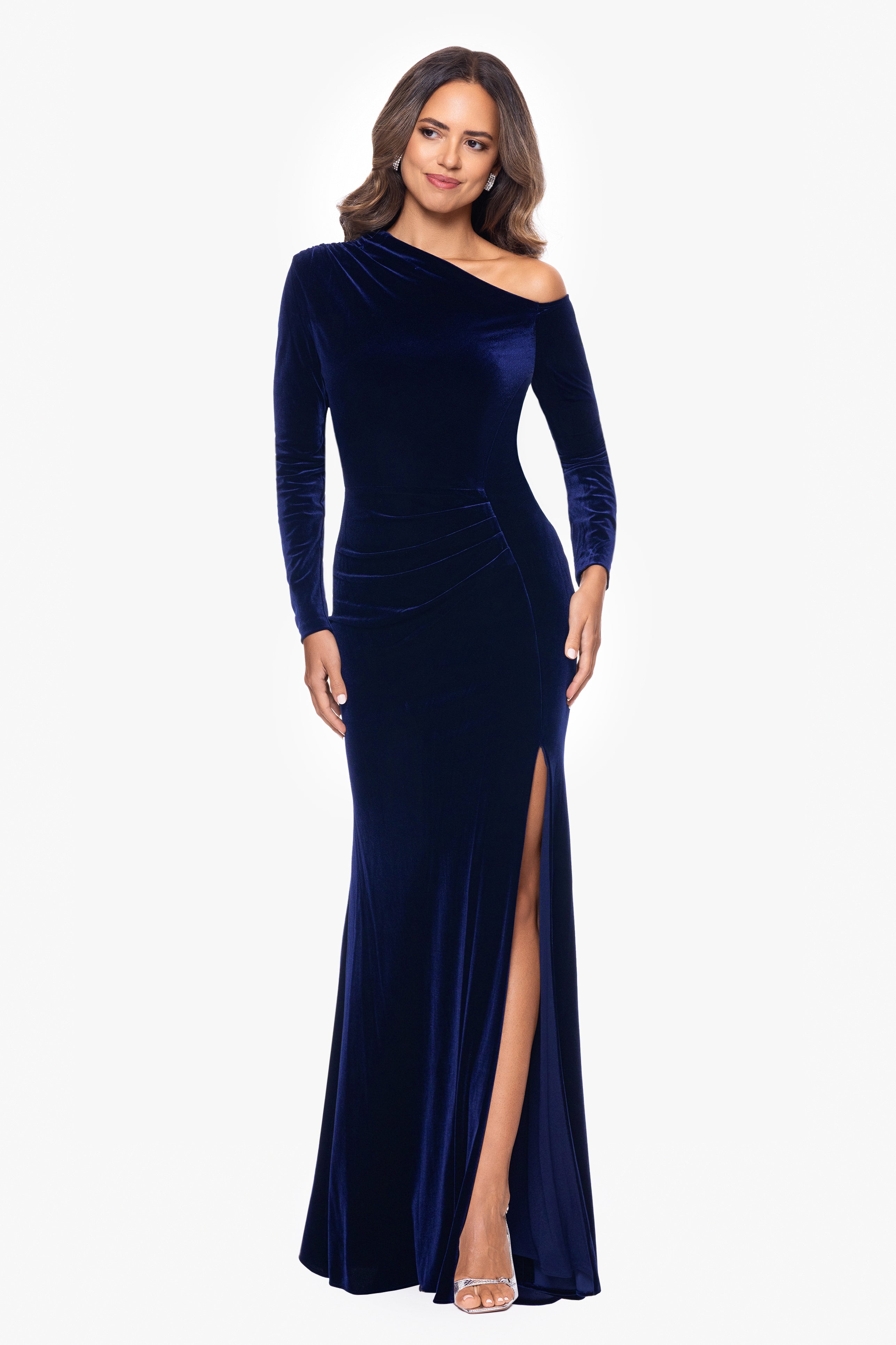 "Annette" Long Velvet Drop Shoulder Long Sleeve Dress