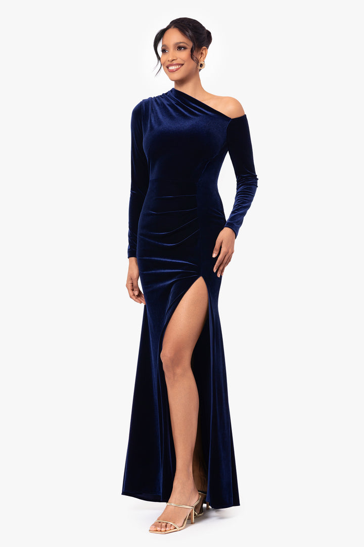 "Annette" Long Velvet Drop Shoulder Long Sleeve Dress