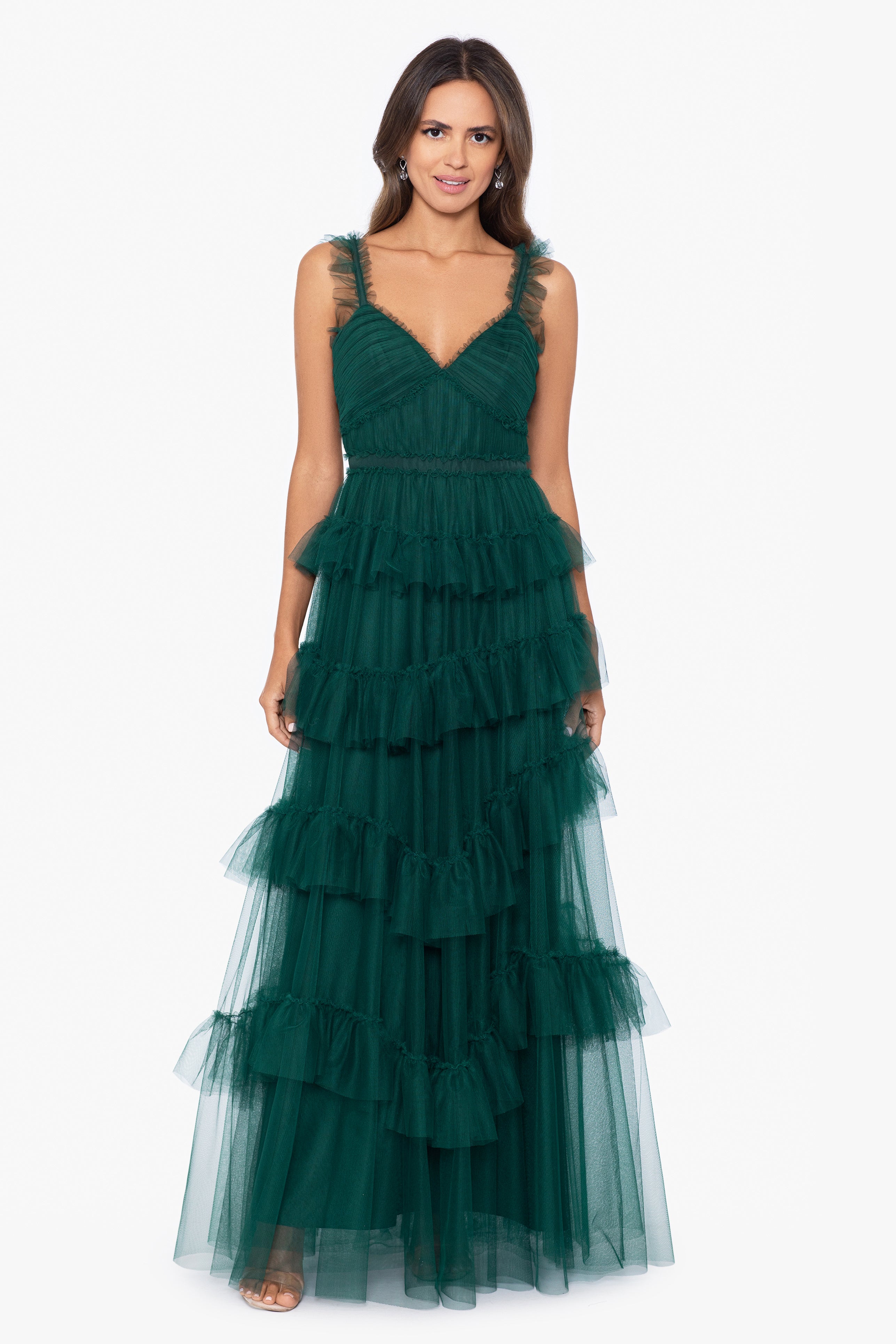 "Gigi" Long Ruffle Mesh Dress