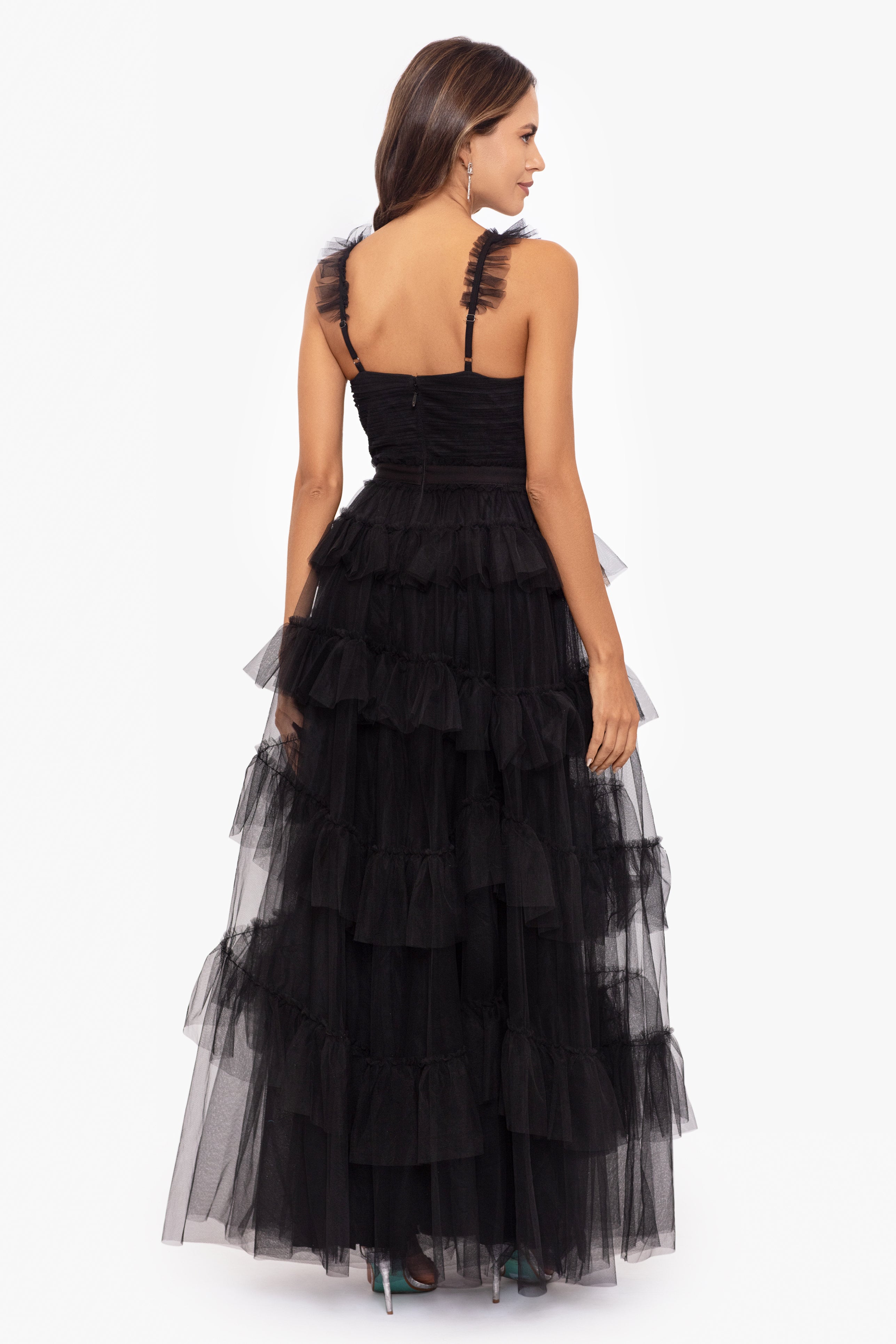 "Gigi" Long Ruffle Mesh Dress