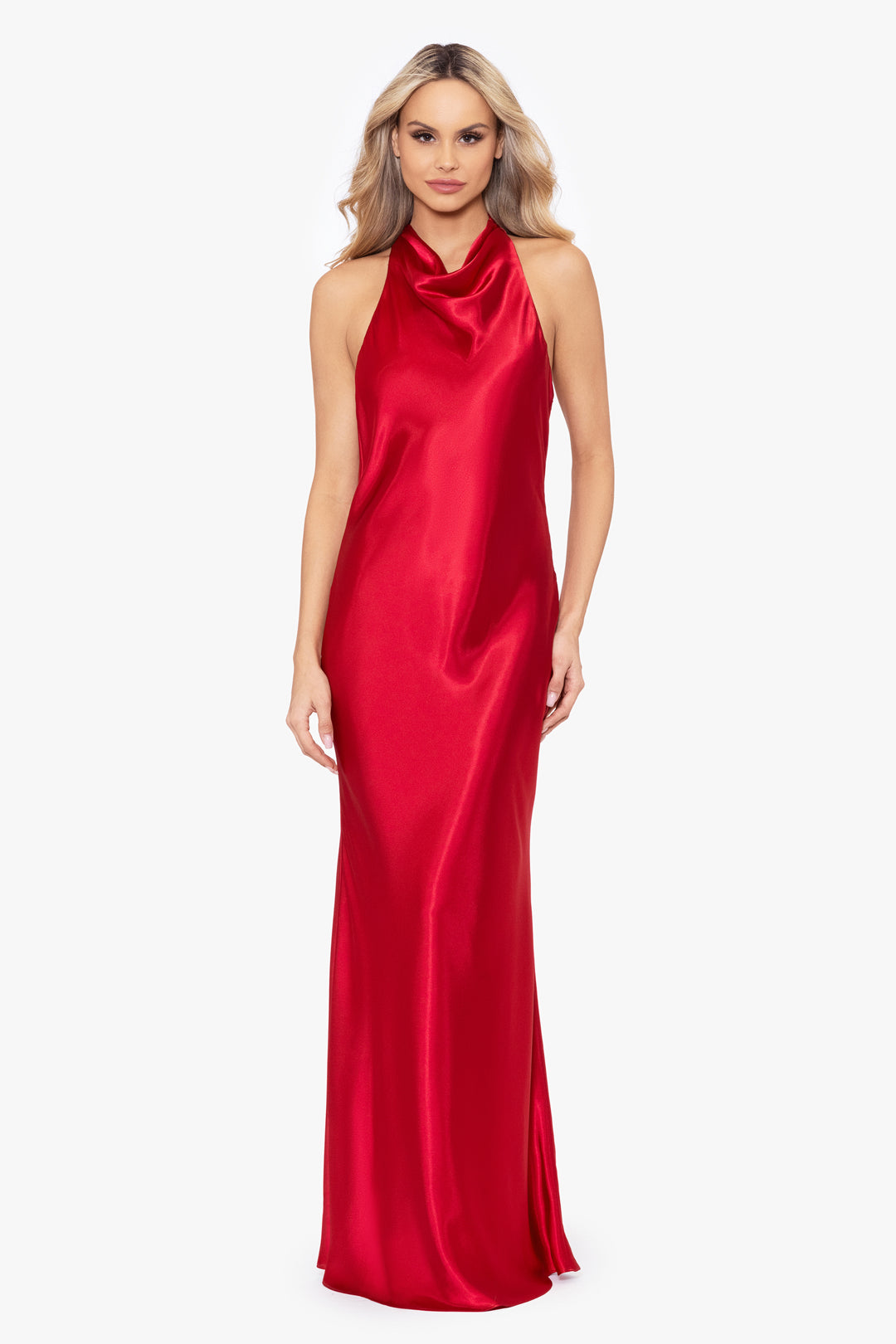 $460 B & Adam Womens Red Ruffled One Shoulder Trumpet Scuba Gown Dress  4