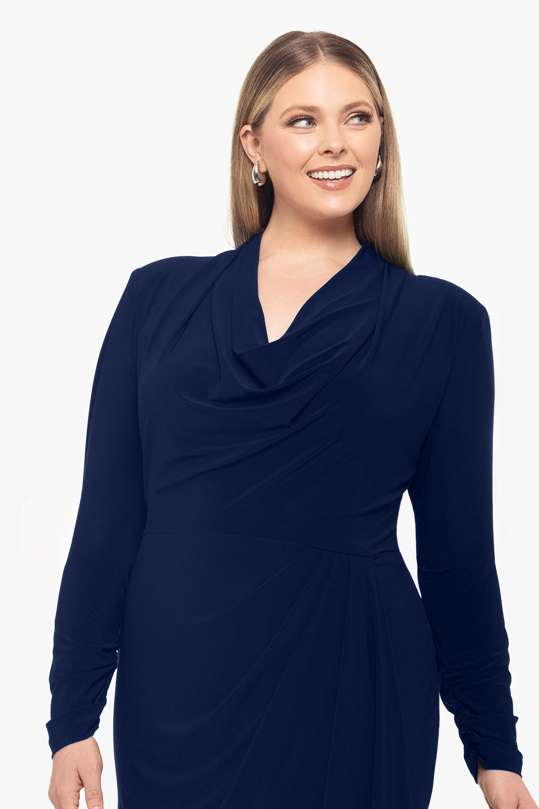 Plus "Renee" Long Sleeve Jersey Knit V-Neck Dress