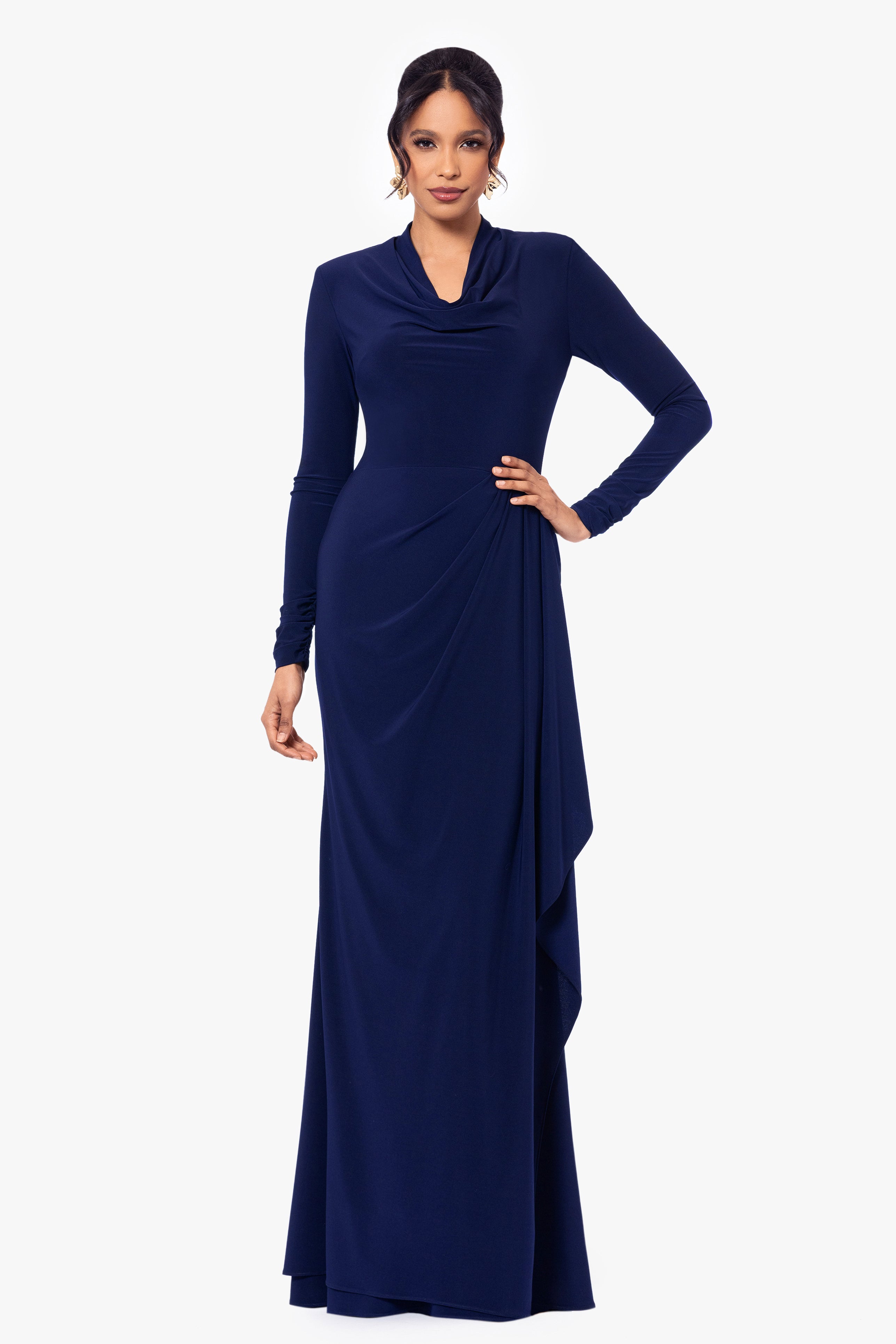 Jersey knit maxi dress with sleeves best sale