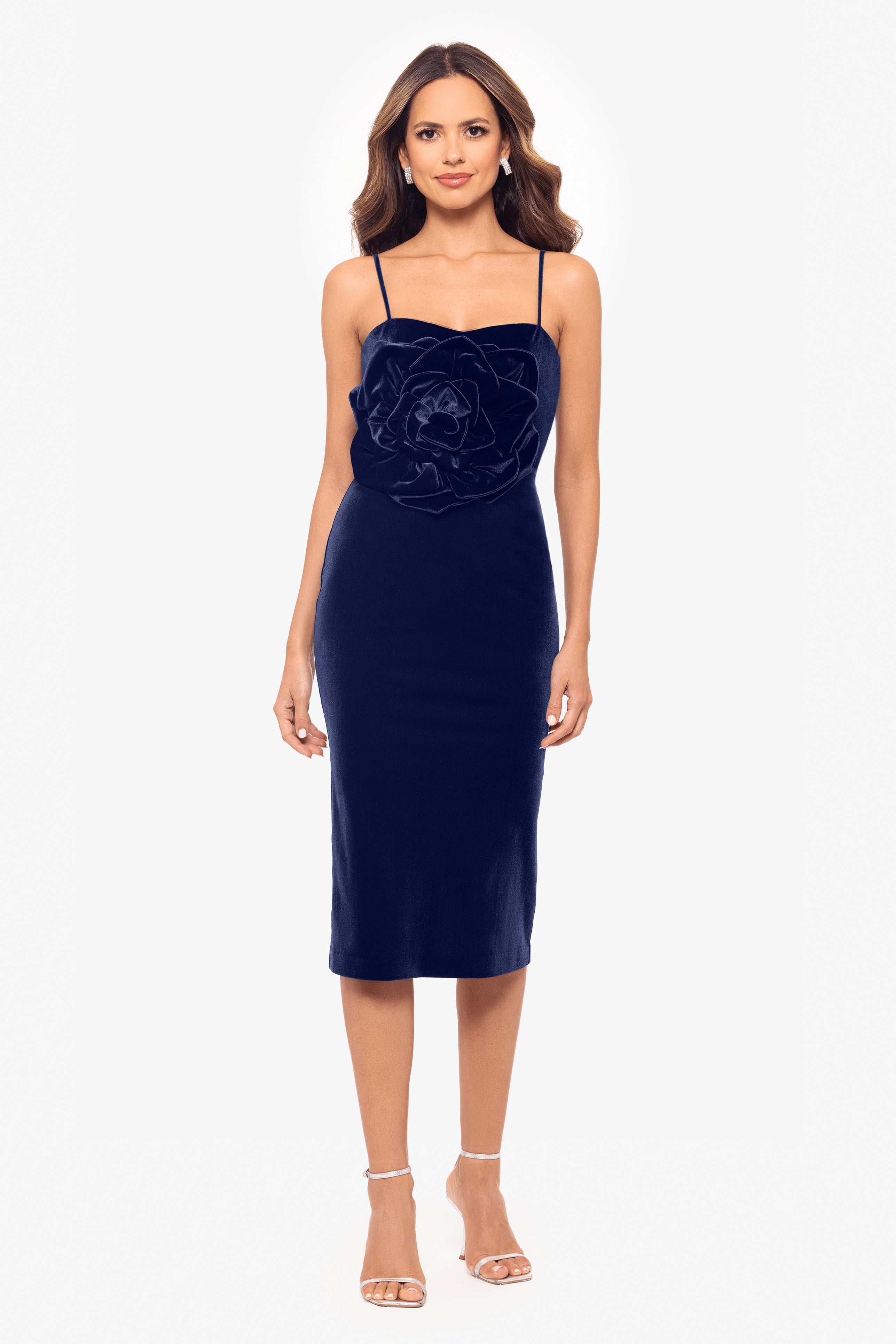 Blue velvet spaghetti shops strap dress