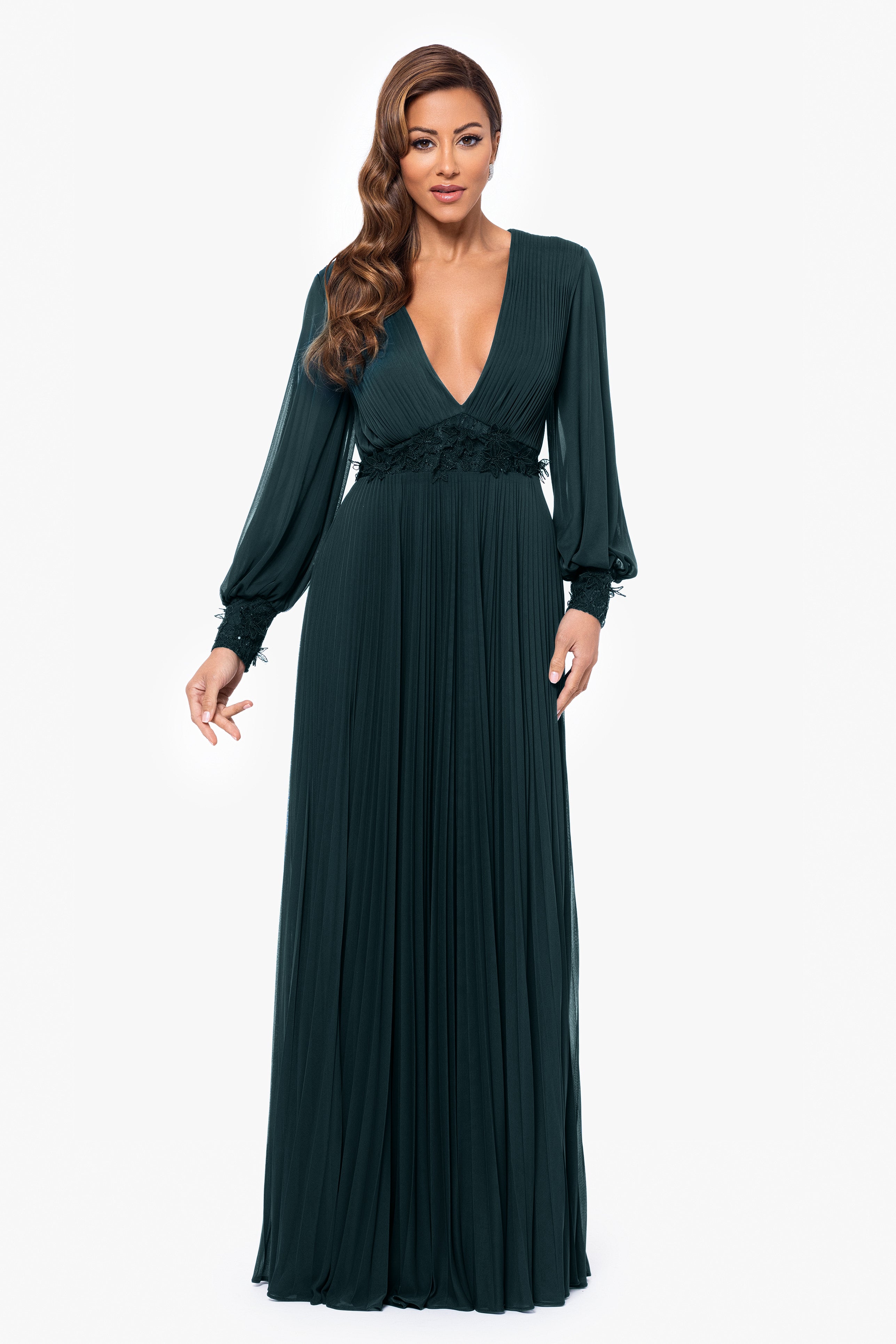 "Julie" Long Power Mesh Sequin Waist Long Sleeve Dress