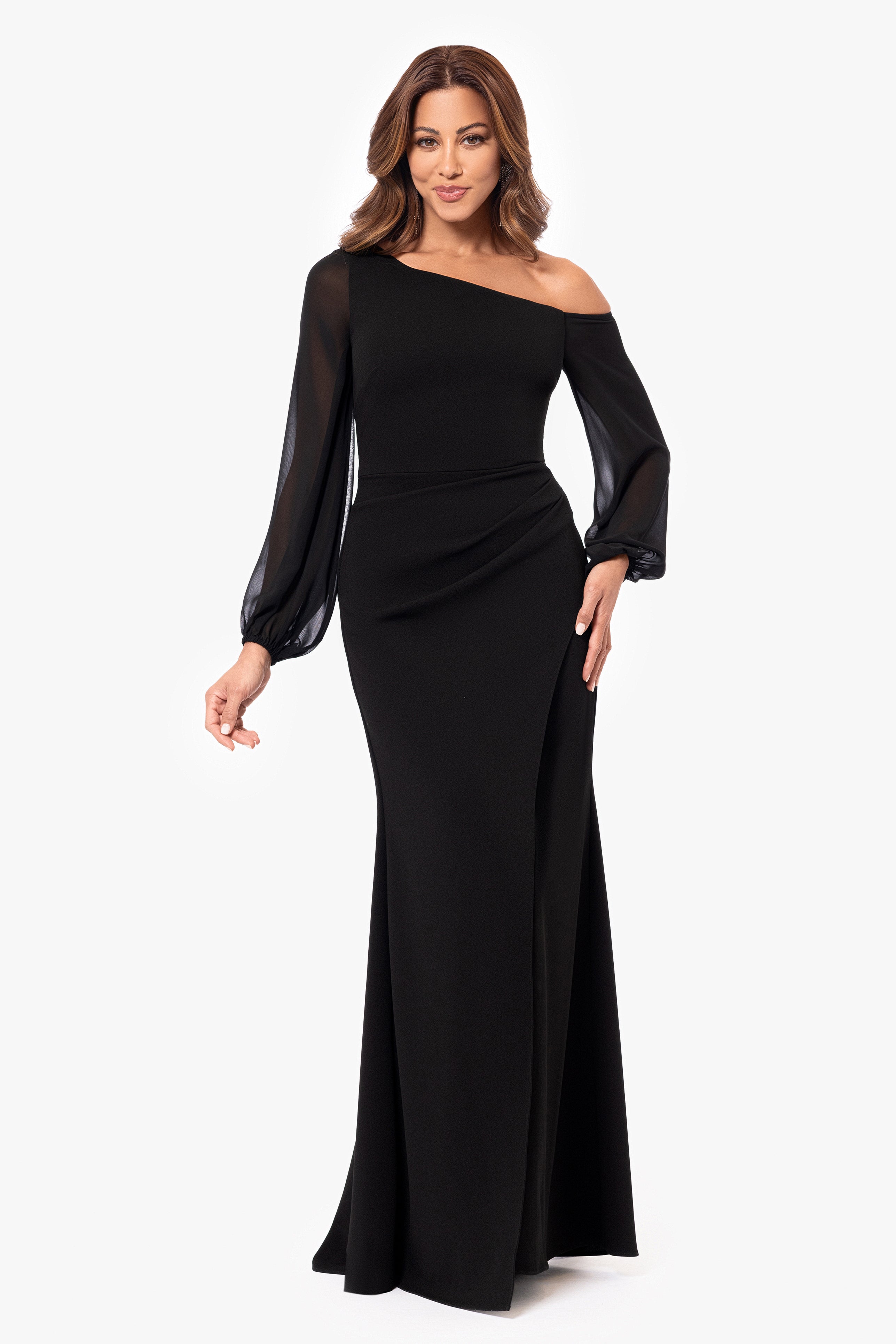 Black fashion illusion dress long sleeve