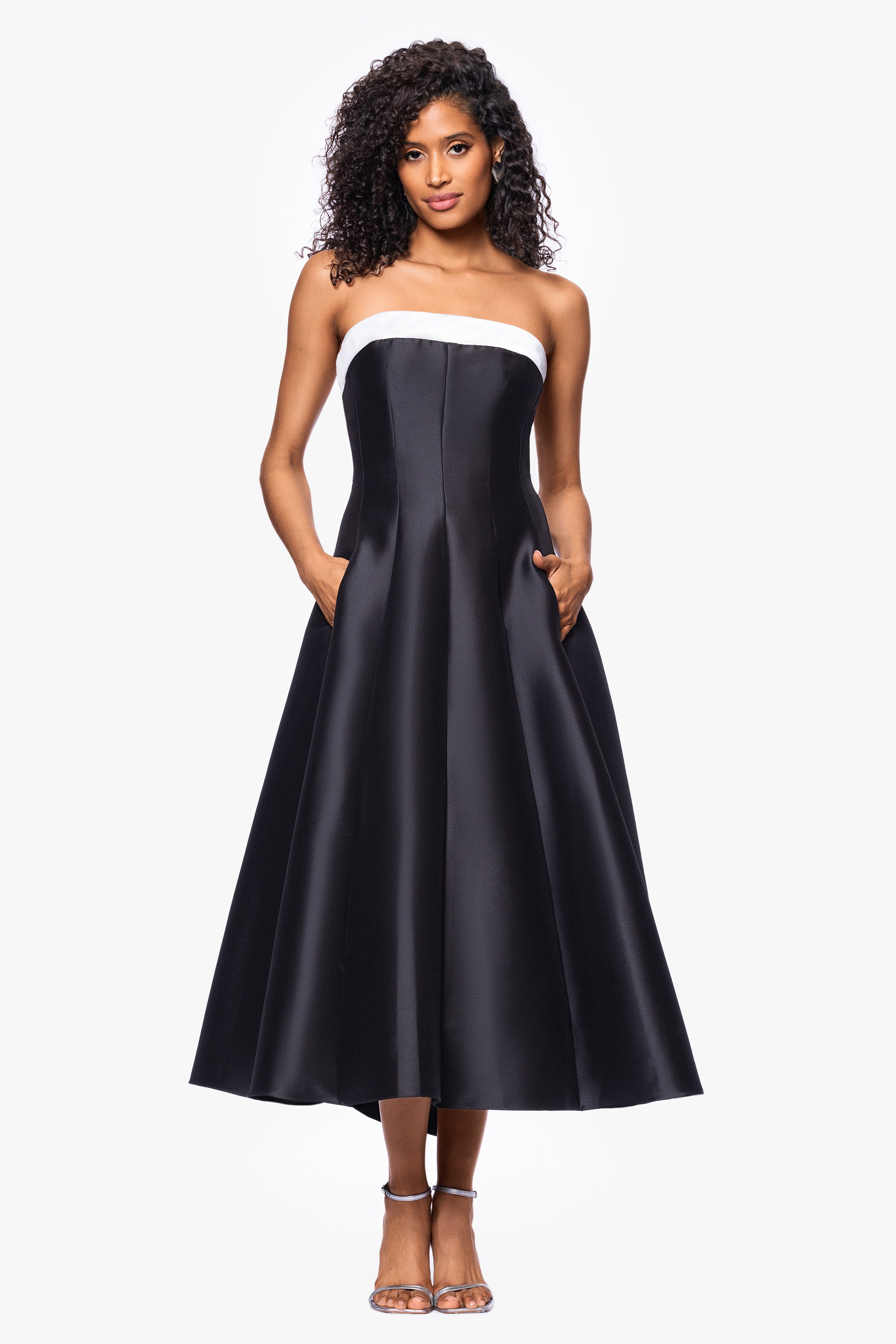 "Kate" Long Mikado Satin Strapless Ballgown