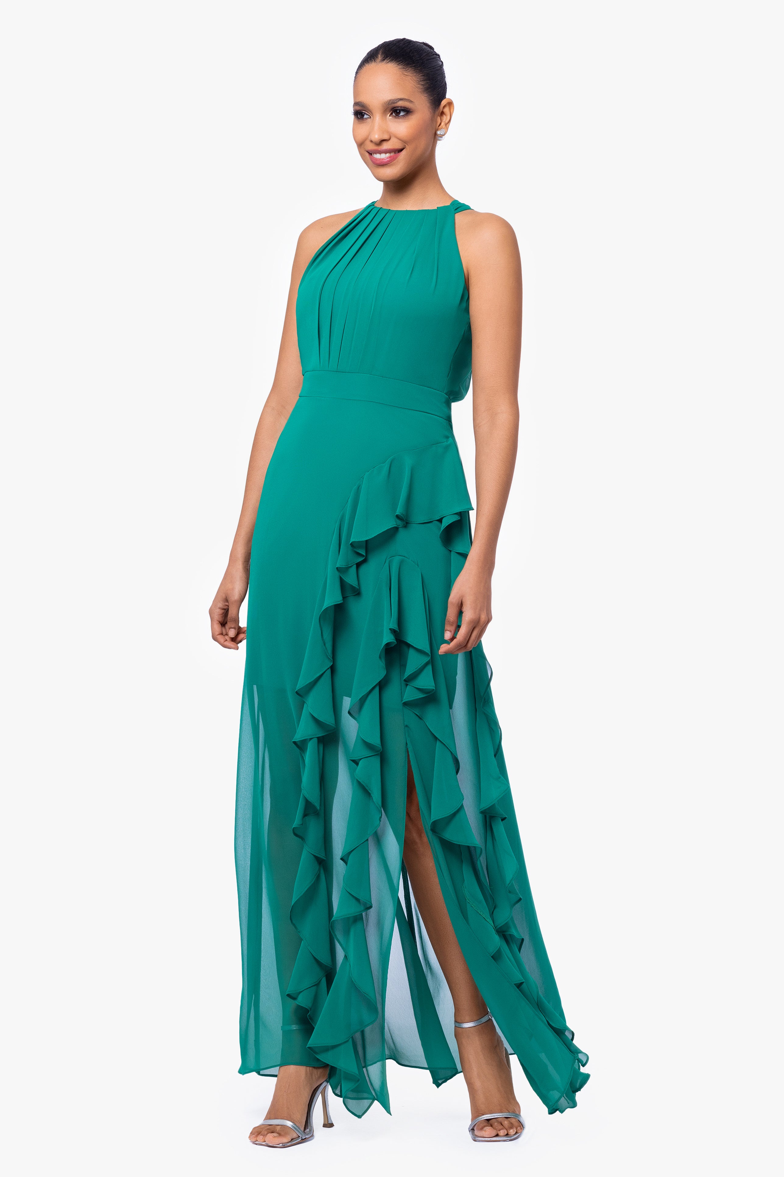 Turquoise shops halter neck high low dress