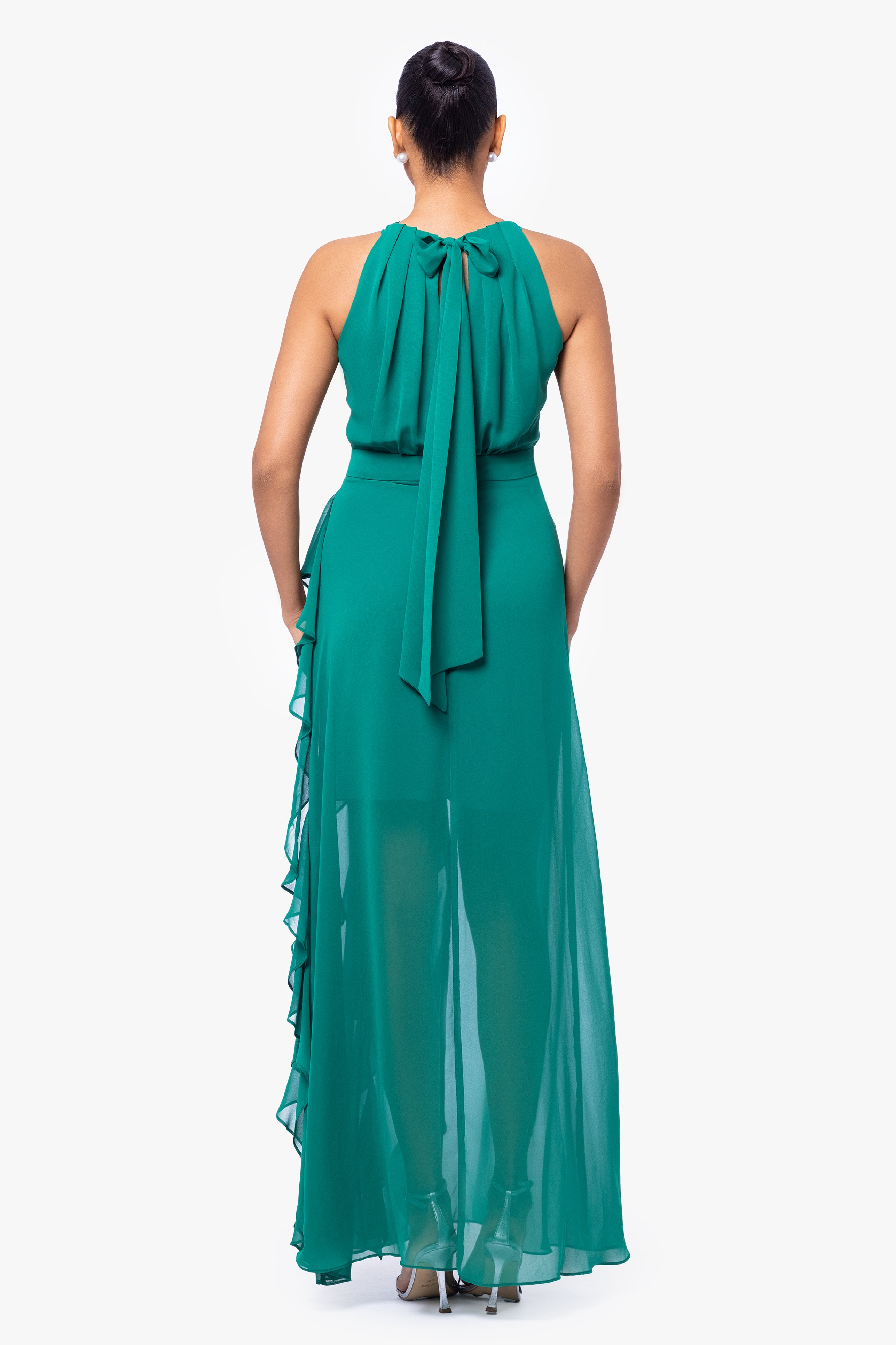 "Helen" Long Chiffon Halter Neck Dress