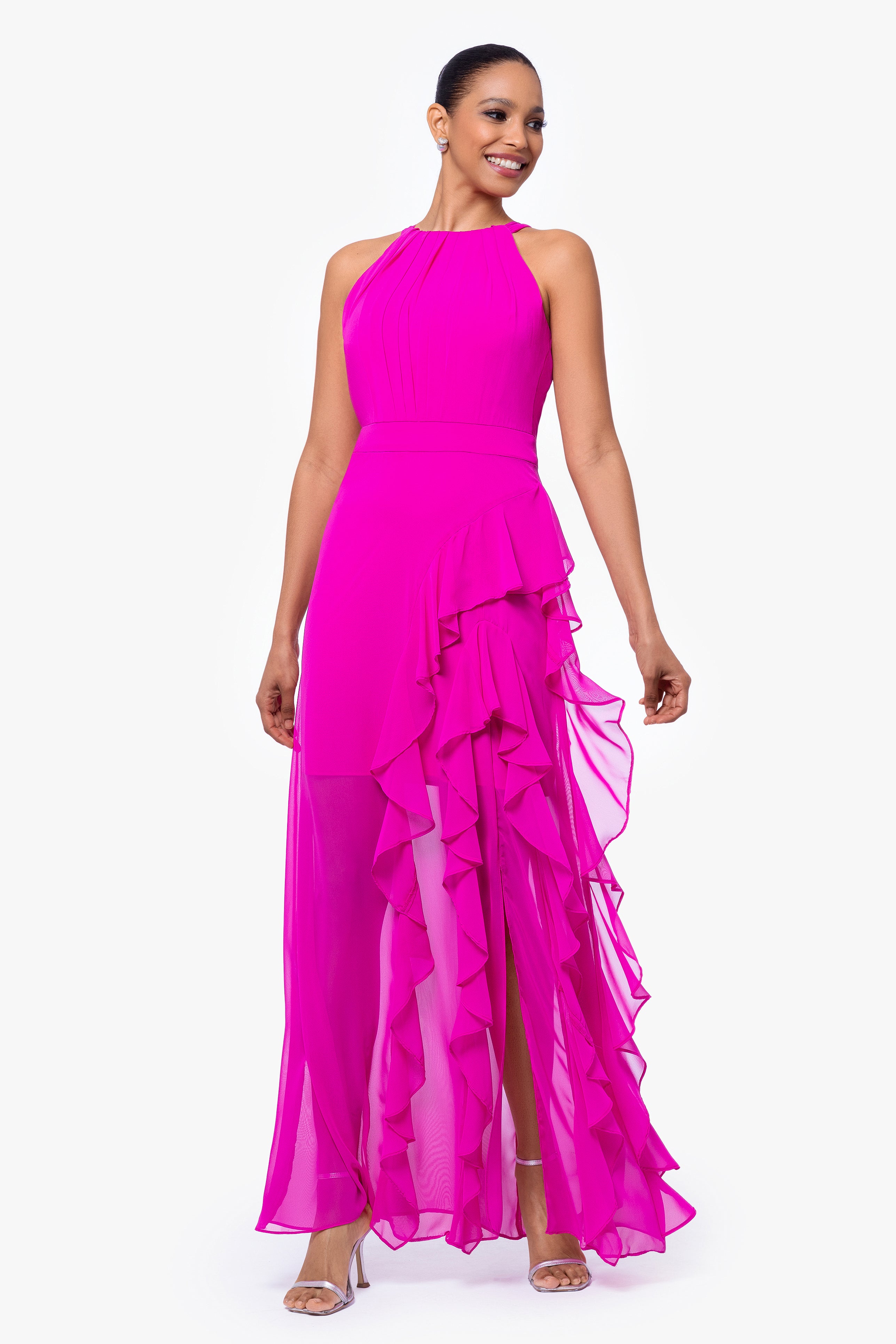 "Helen" Long Chiffon Halter Neck Dress