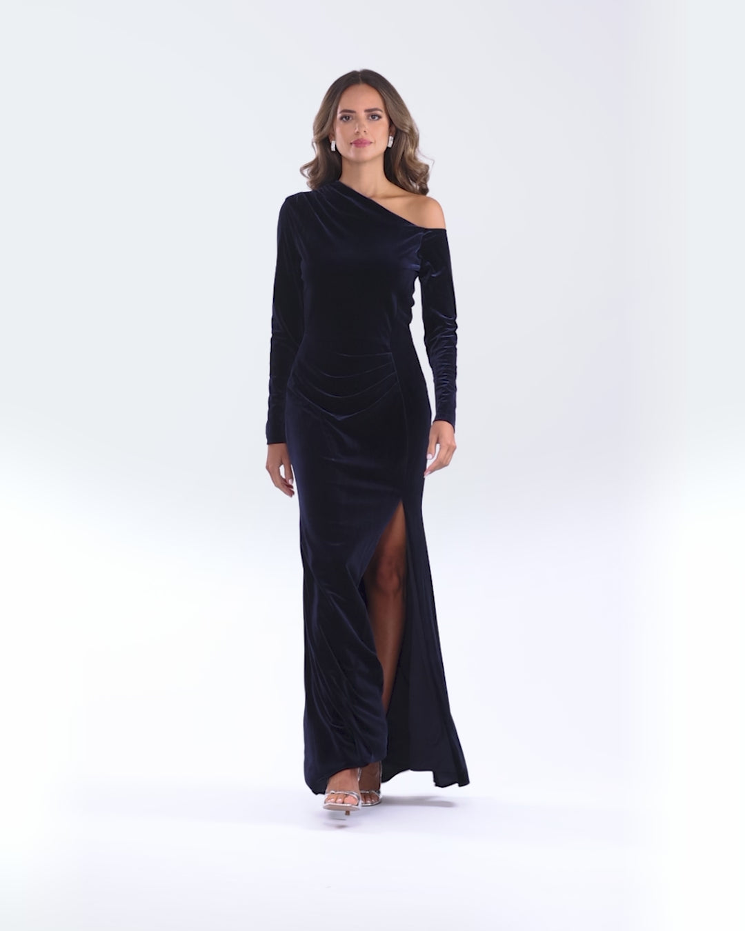 "Annette" Long Velvet Drop Shoulder Long Sleeve Dress