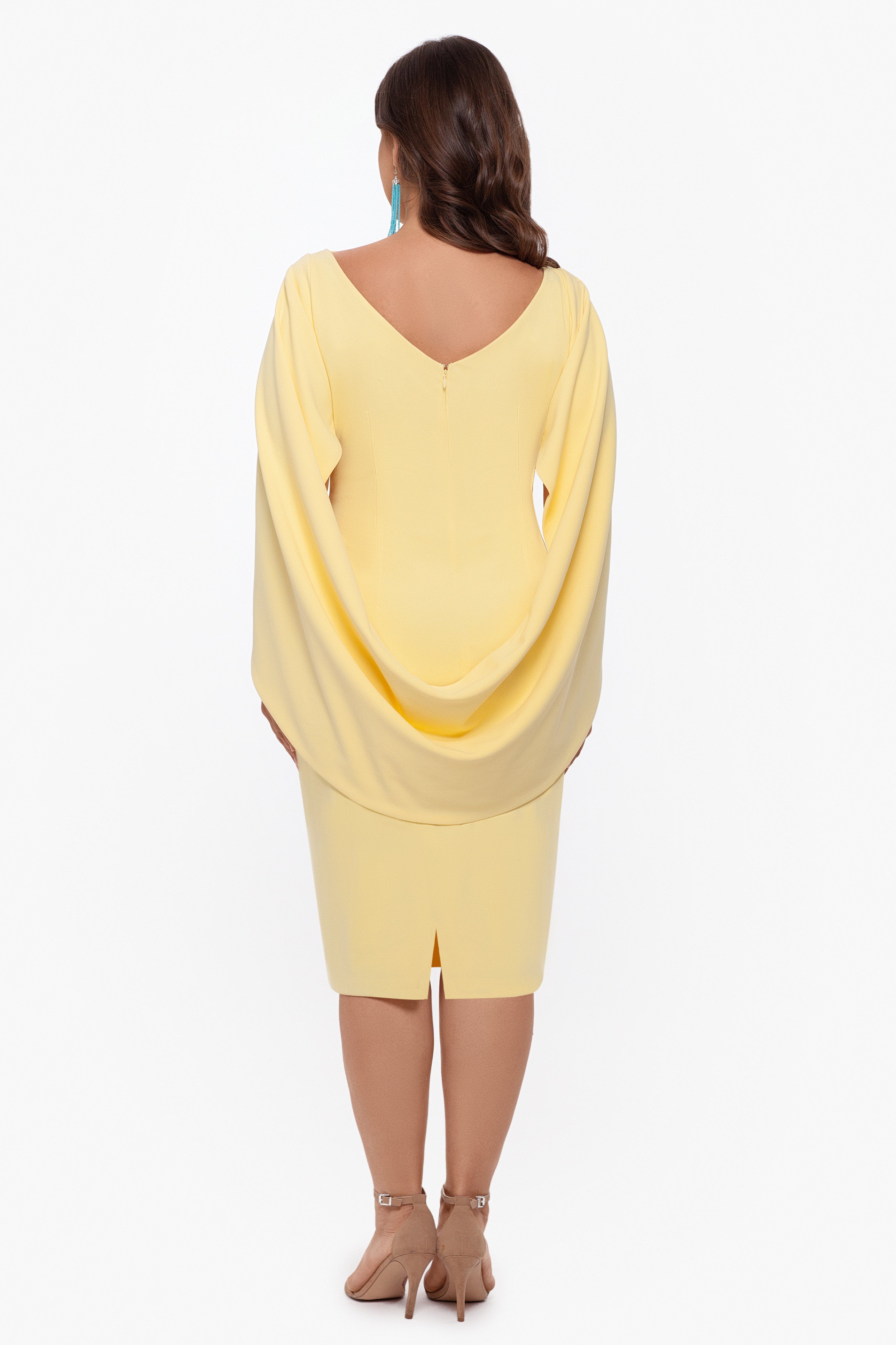 Plus "Jordan" Short Scuba Crepe Drape Back Dress - Betsy & Adam