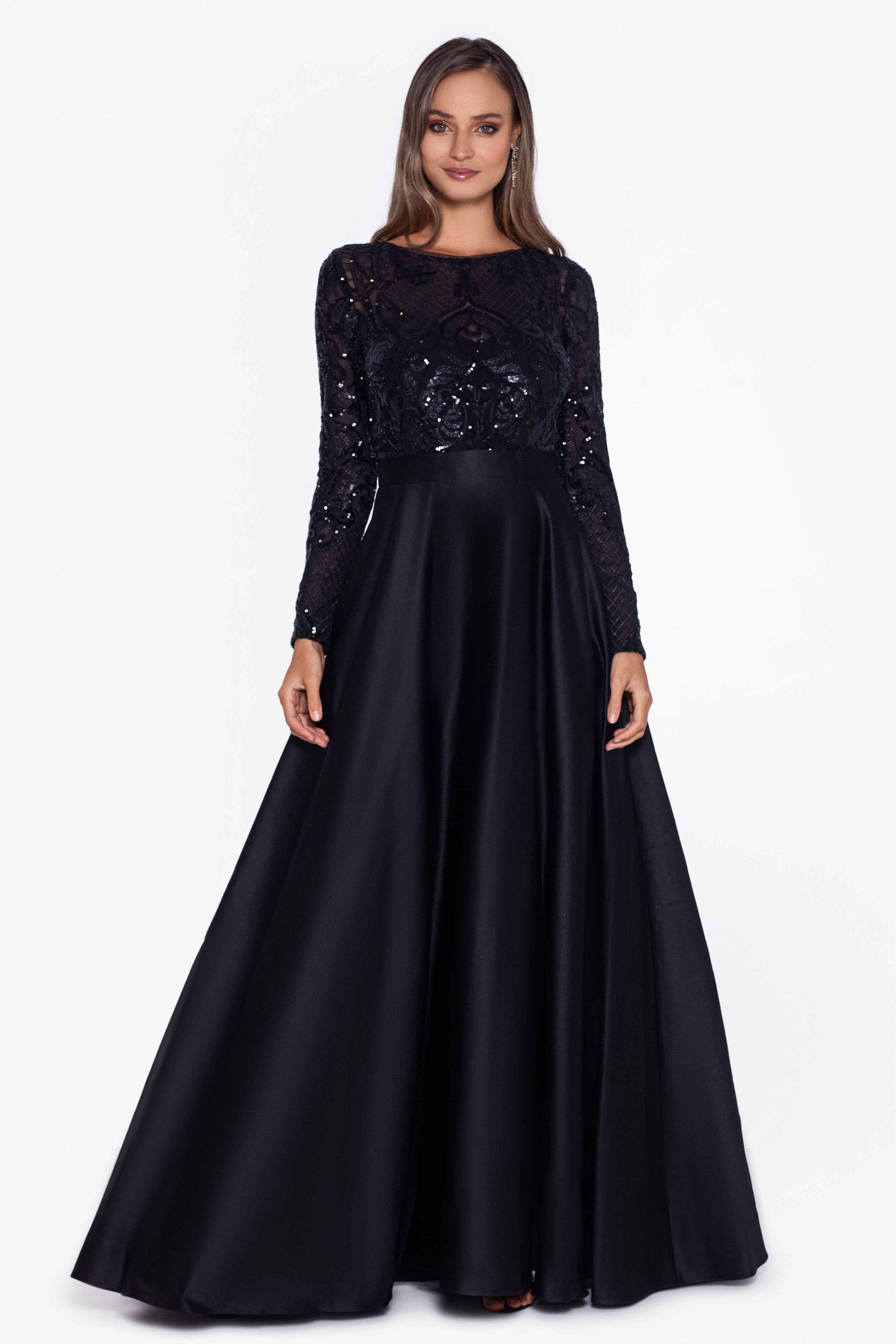 "Angela" Long Sequin Aline Ballgown Dress