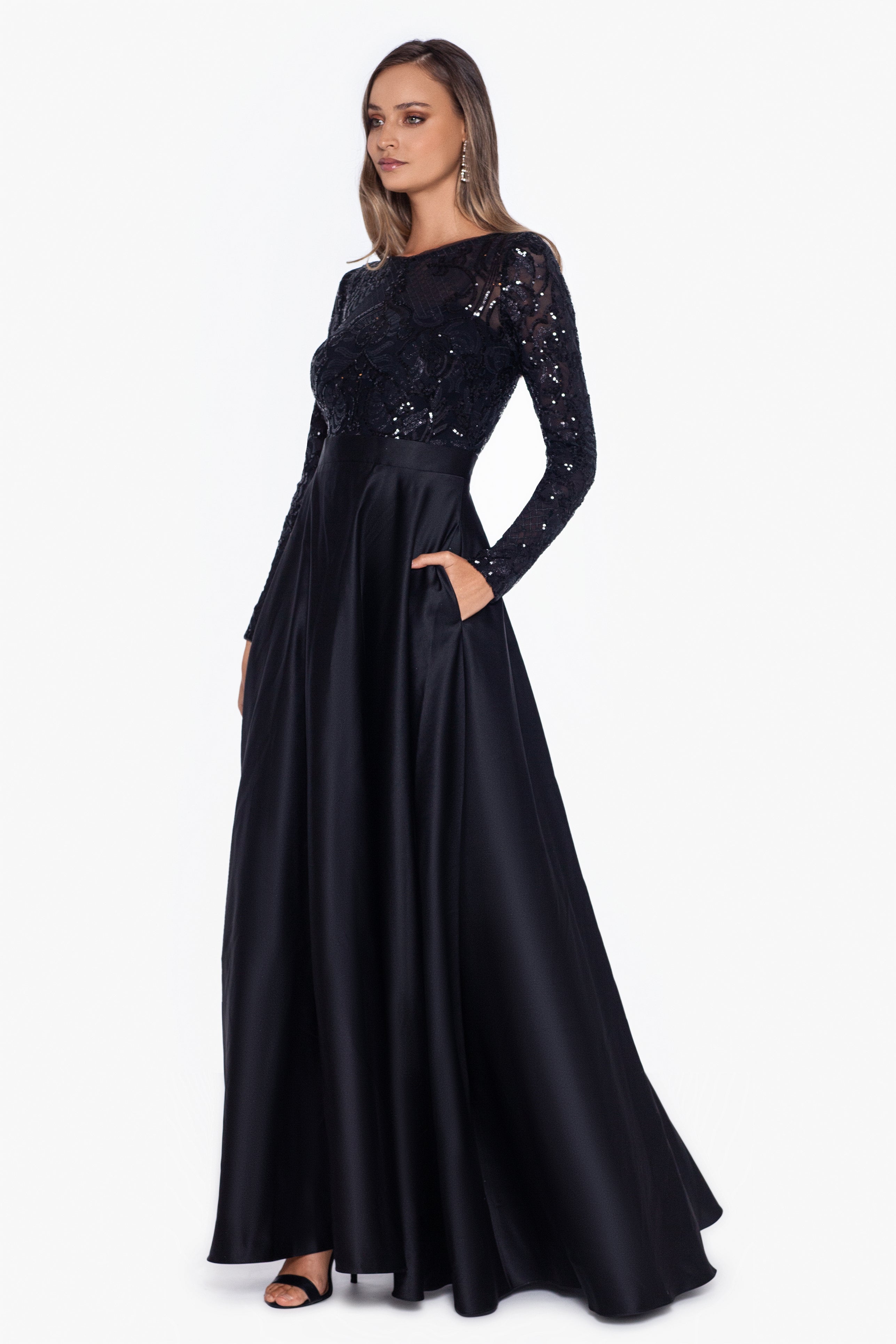 "Angela" Long Sequin Aline Ballgown Dress