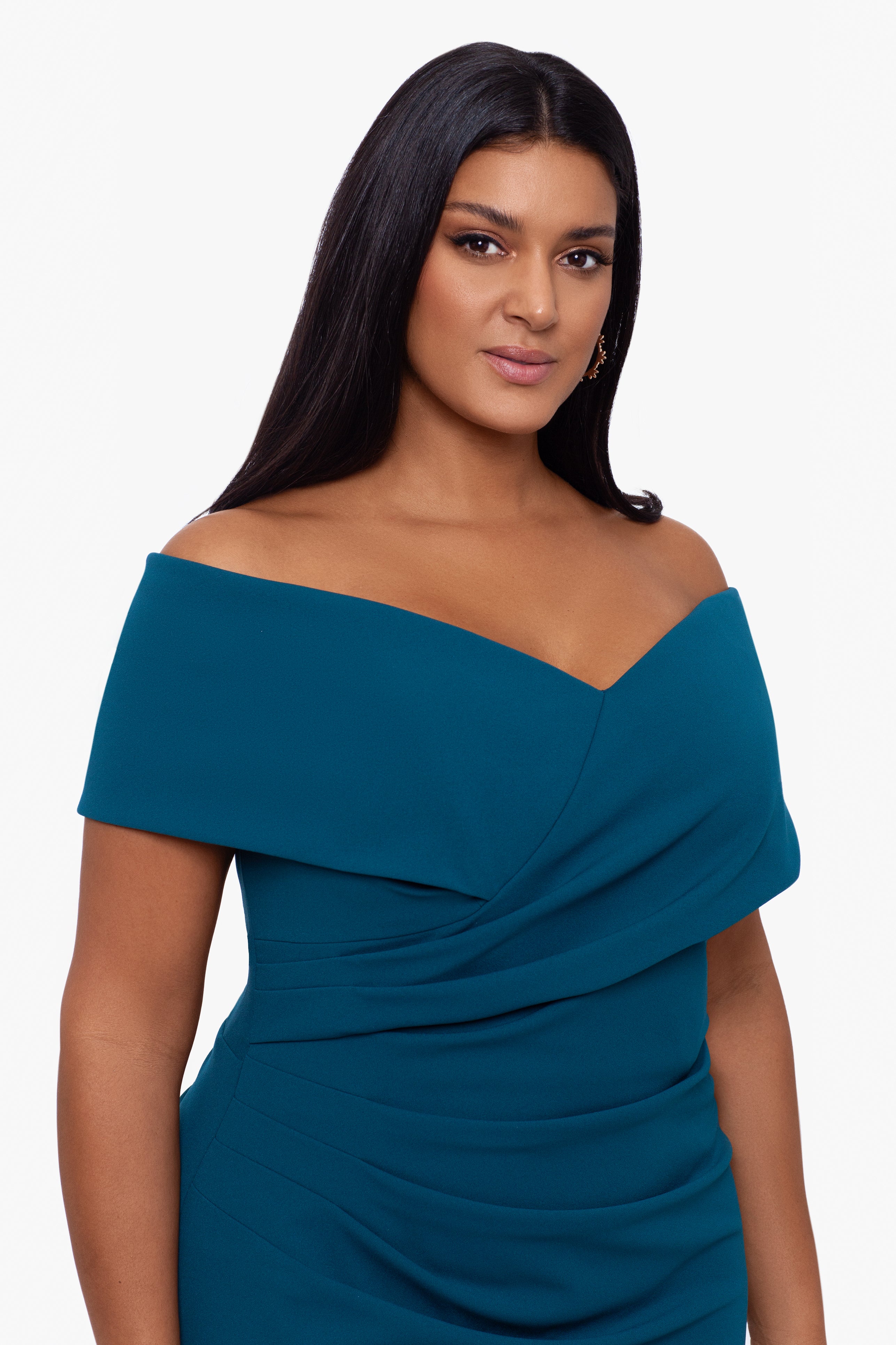 Plus "Tanya" Long Off the Shoulder Gown