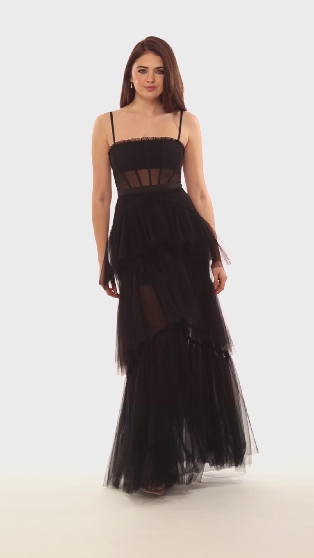 On sale Black Tulle/Mesh Corset Gown