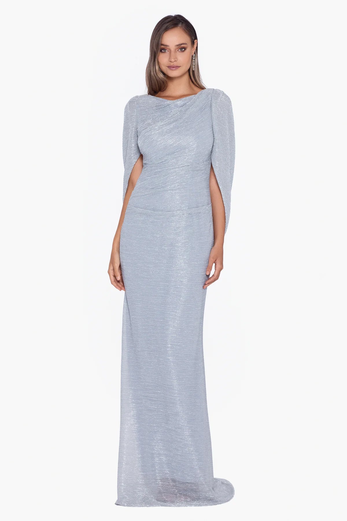 "Celine" Boat Neck Crinkle Gown